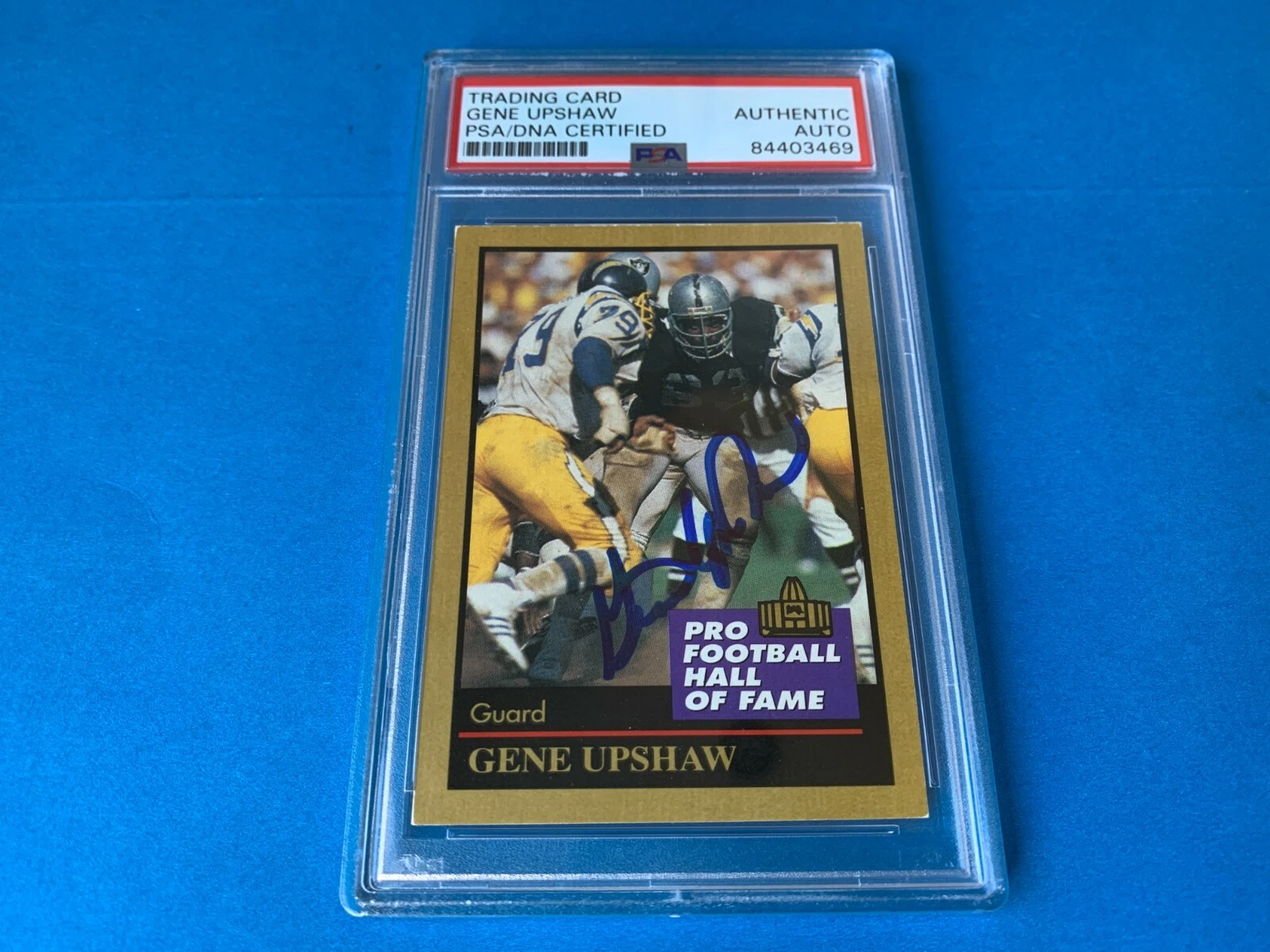 Gene Upshaw Raiders 1991 Enor Football Card Signed Auto PSA/DNA ENCAPSULATED
