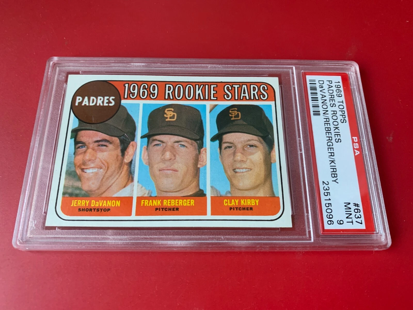 San Diego Padres Rookie 1969 Topps Card Mint PSA 9

