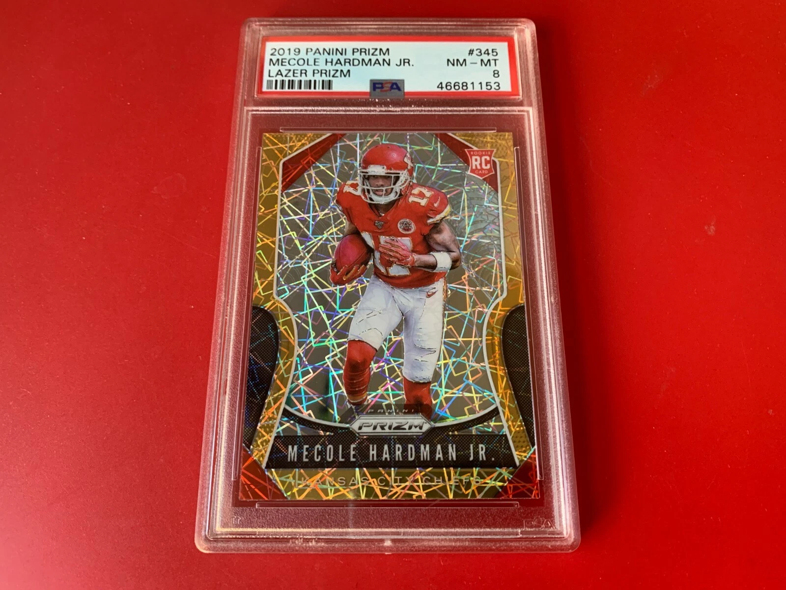 Mecole Hardman Chiefs 2019 Panini Prizm Lazer Refractor Card Rookie Mint PSA 8
