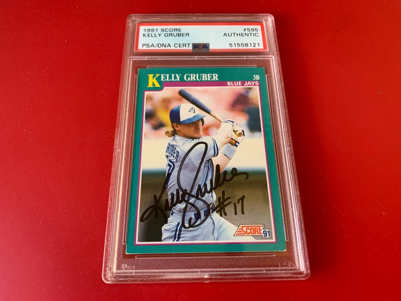 Kelly Gruber Blue Jays 1991 Score Card Signed Auto PSA/DNA COA
