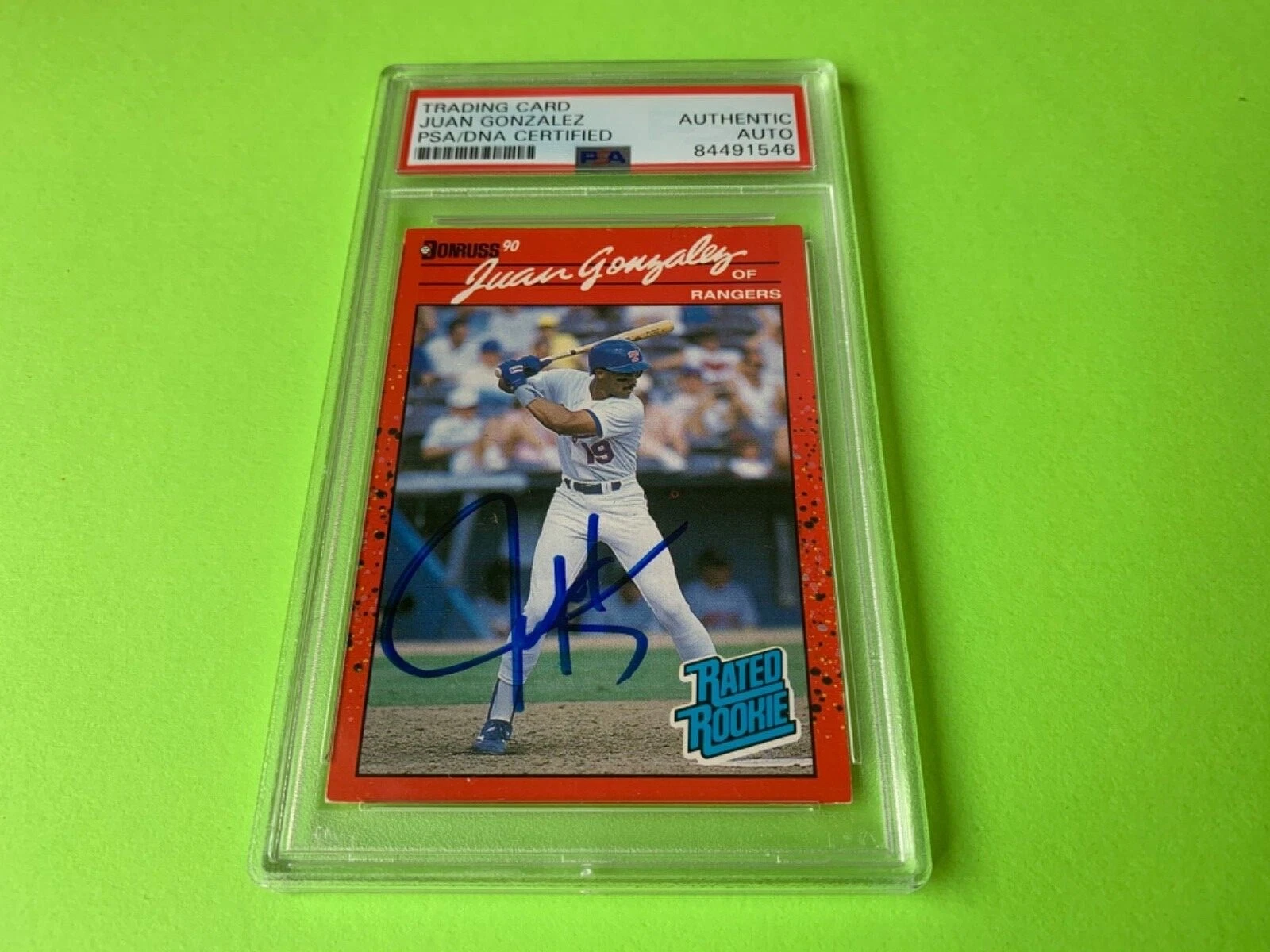 Juan Gonzalez Rangers 1990 Donruss Rookie Card Signed Auto PSA/DNA ENCAPSULATED
