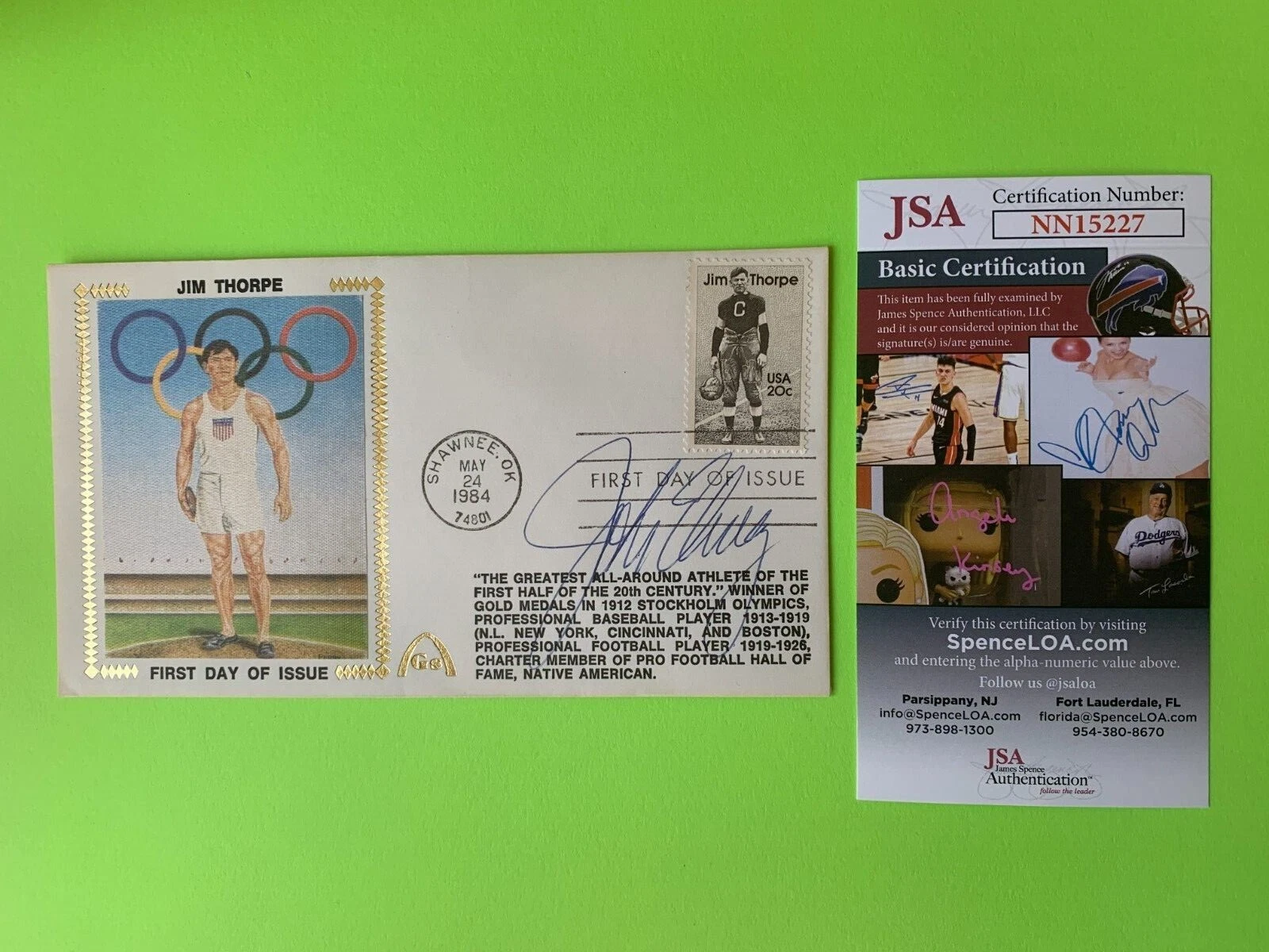 John Elway Olympics Cachet Envelope First Day Cover Signed Auto JSA COA
