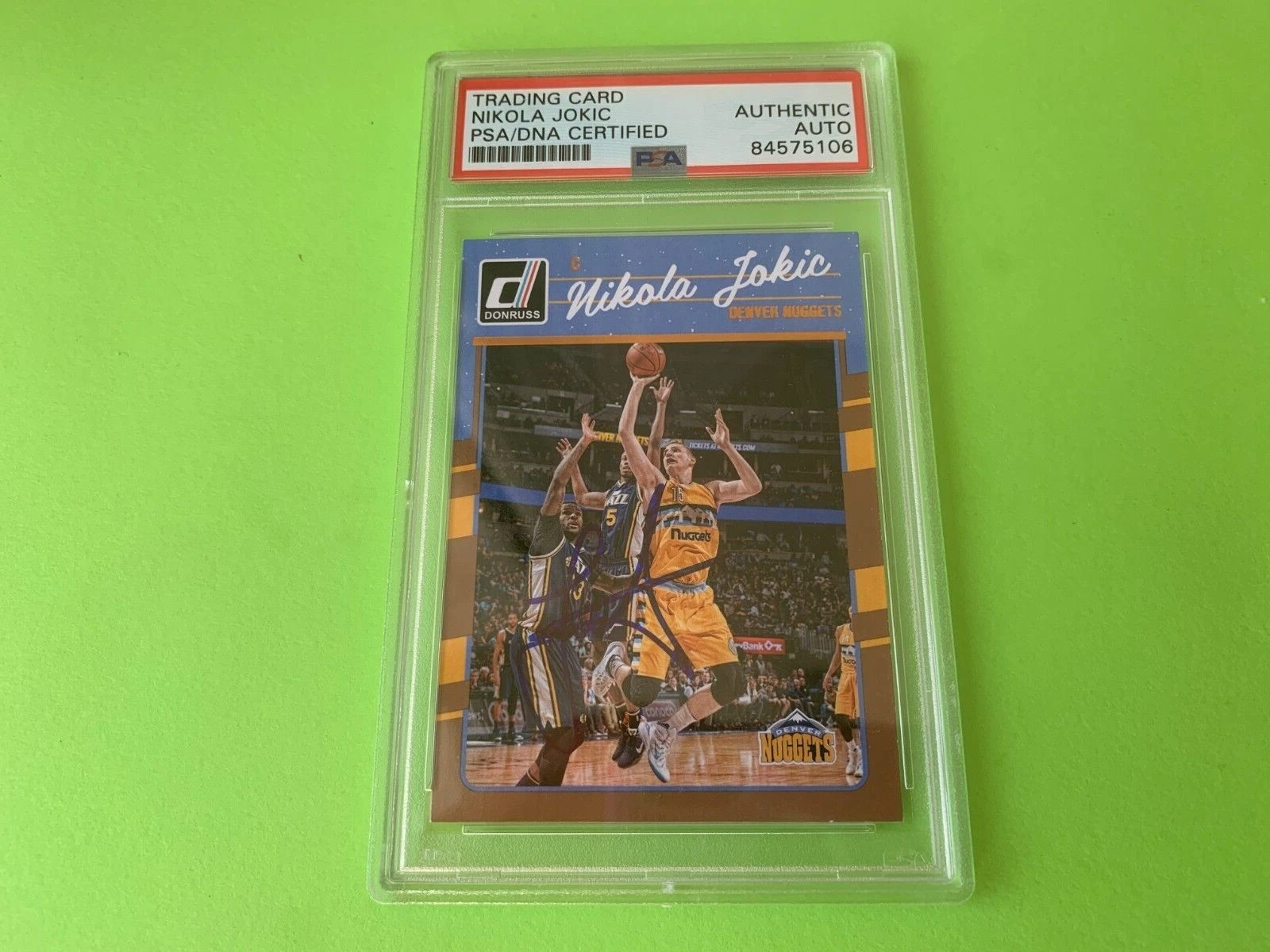 Nikola Jokic Nuggets 2016 Panini Donruss #90 Card Signed Auto PSA/DNA Slabbed
