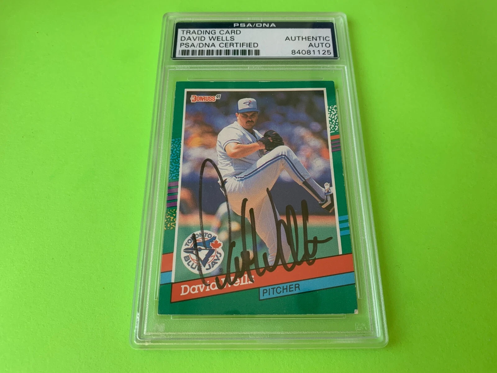 David Lee Wells 1991 Donruss Card #473 Signed Auto PSA/DNA ENCAPSULATED
