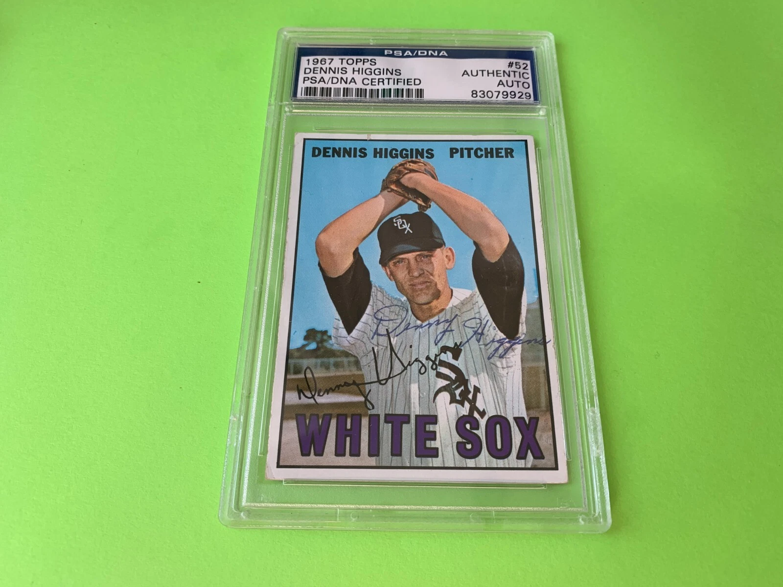 Dennis Higgins White Sox 1967 Topps Card #52 Signed Auto PSA/DNA ENCAPSULATED
