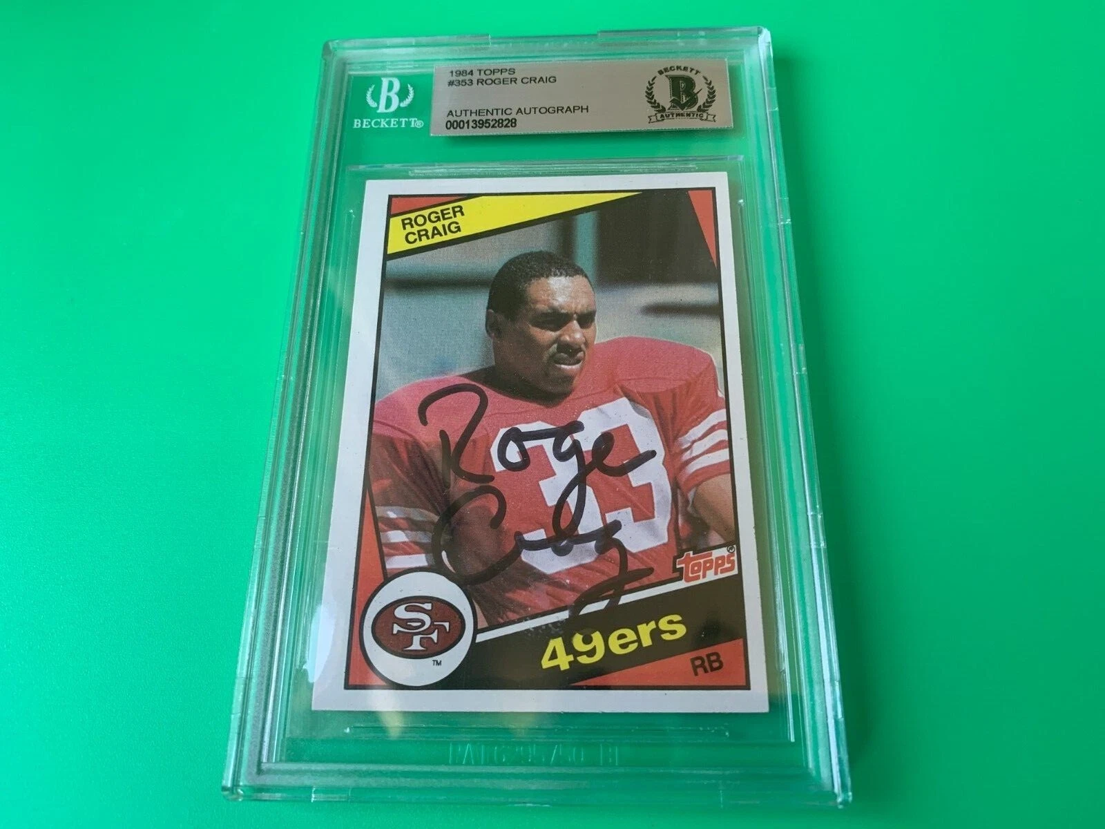 Roger Craig 49ers 1984 Topps Card Signed Auto Beckett BAS Encapsulated
