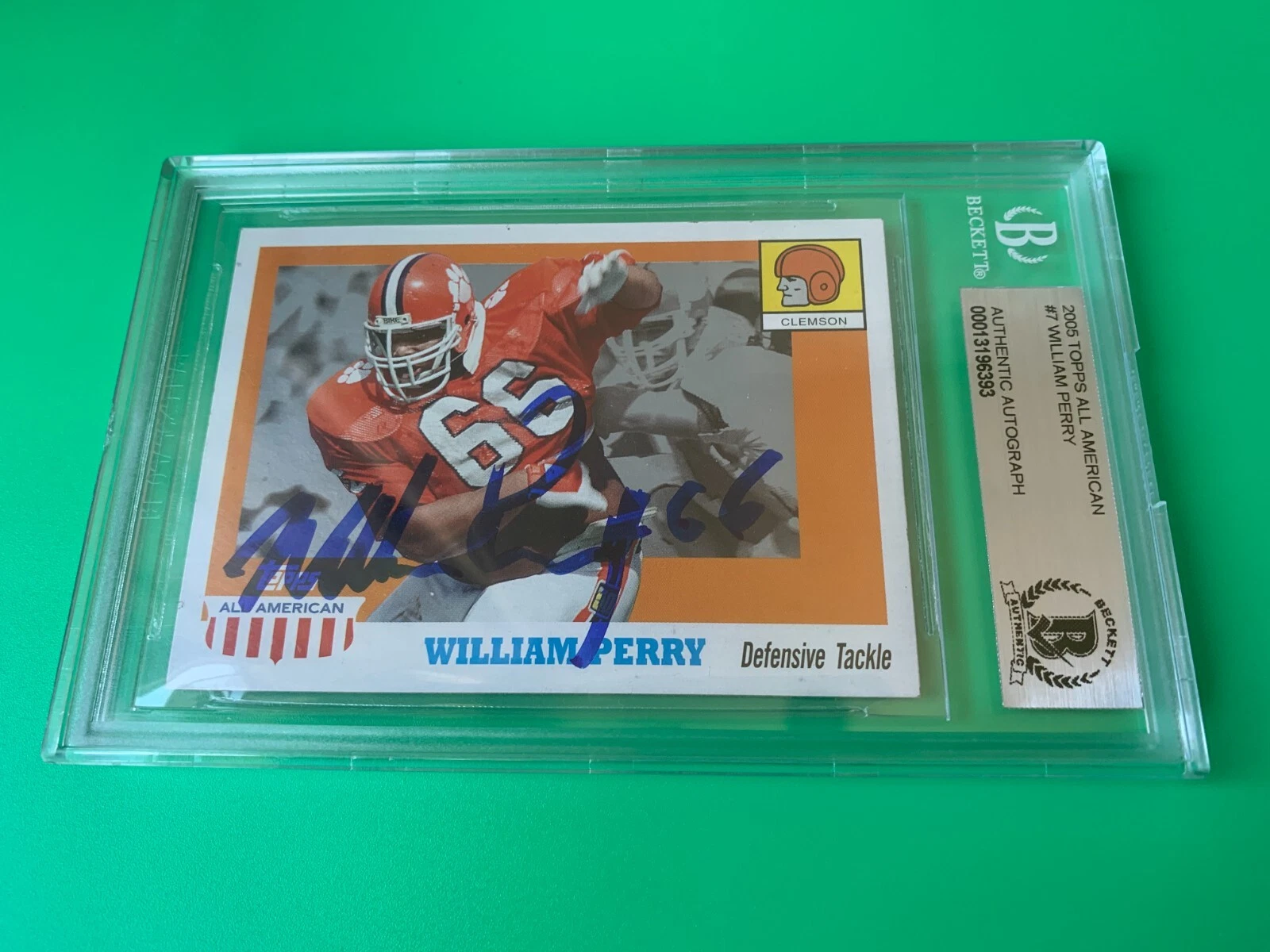 William Perry Clemson 2005 Topps All American Card Signed Auto Beckett BAS
