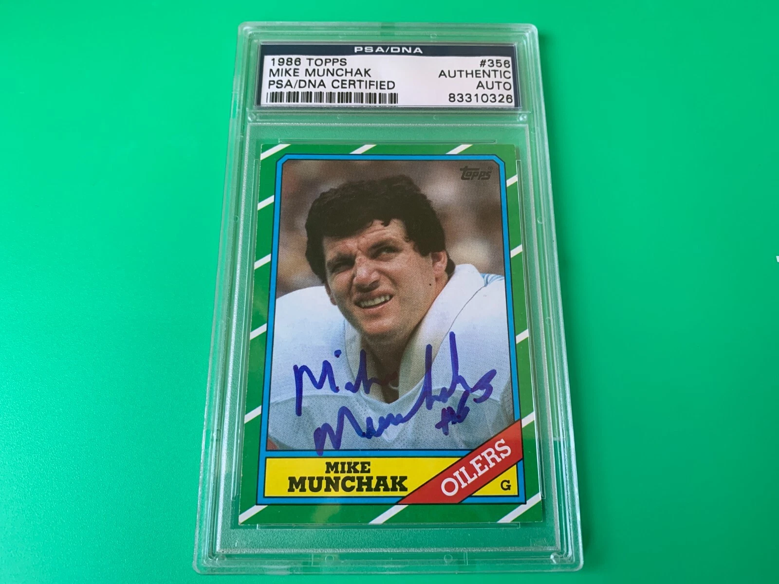 Mike Munchak Oilers 1986 Topps Card Signed Auto PSA/DNA ENCAPSULATED
