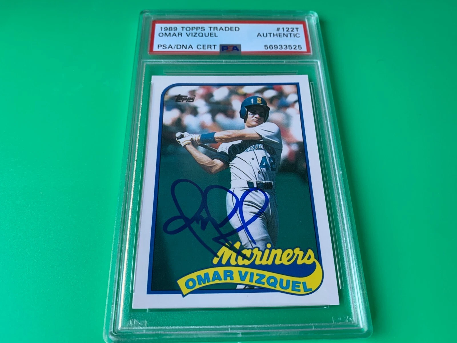Omar Vizquel Mariners 1989 Topps Traded Rookie Card Signed Auto PSA/DNA Slabbed
