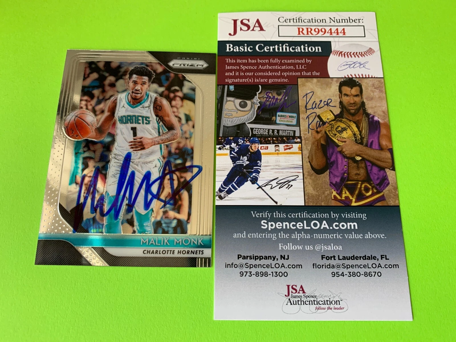 Malik Monk Hornets 2018-19 Panini Prizm Card Signed Auto JSA COA
