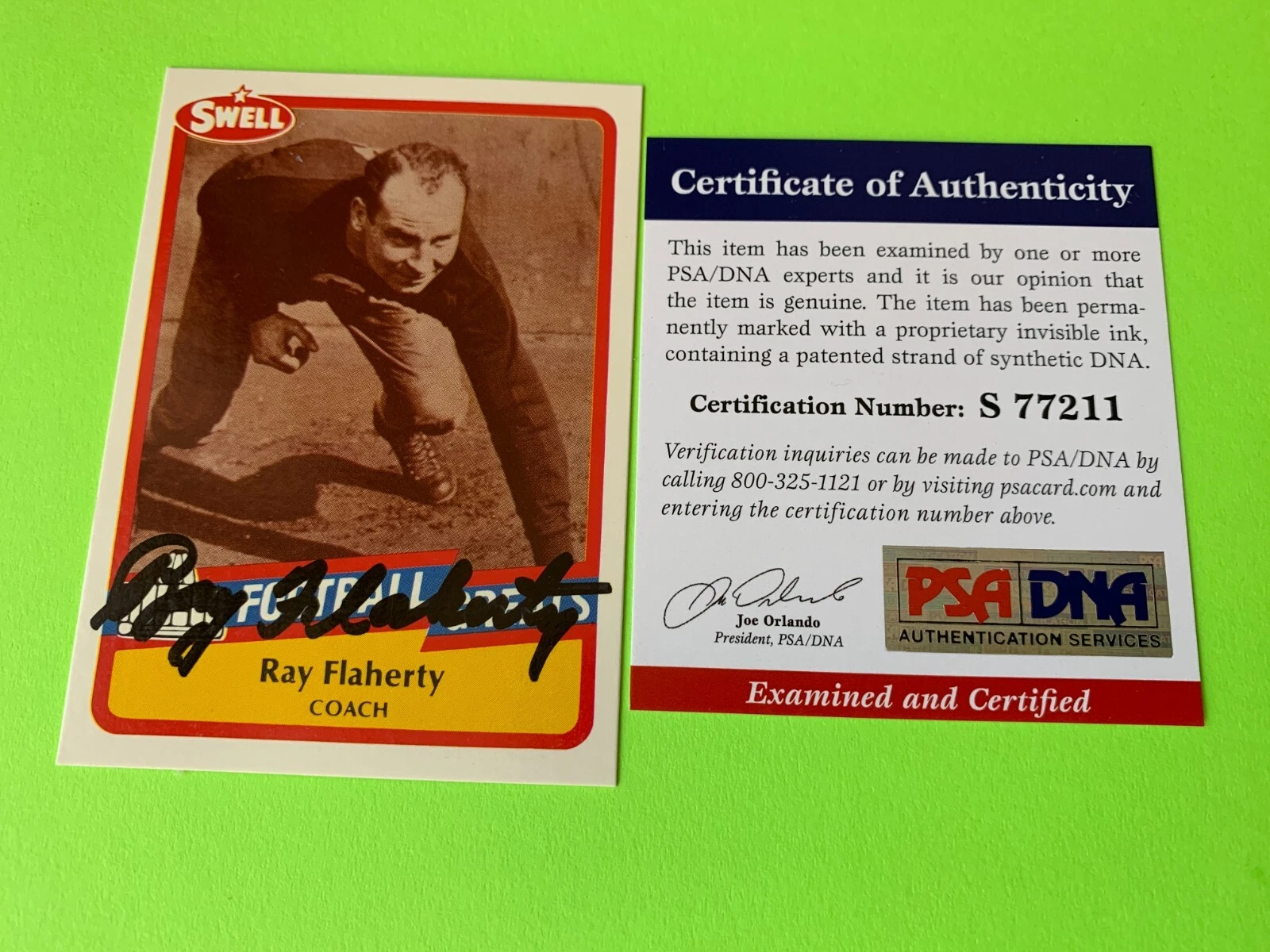 Ray Flaherty NY Giants HOF 1989 Swell Card Signed Auto PSA/DNA COA
