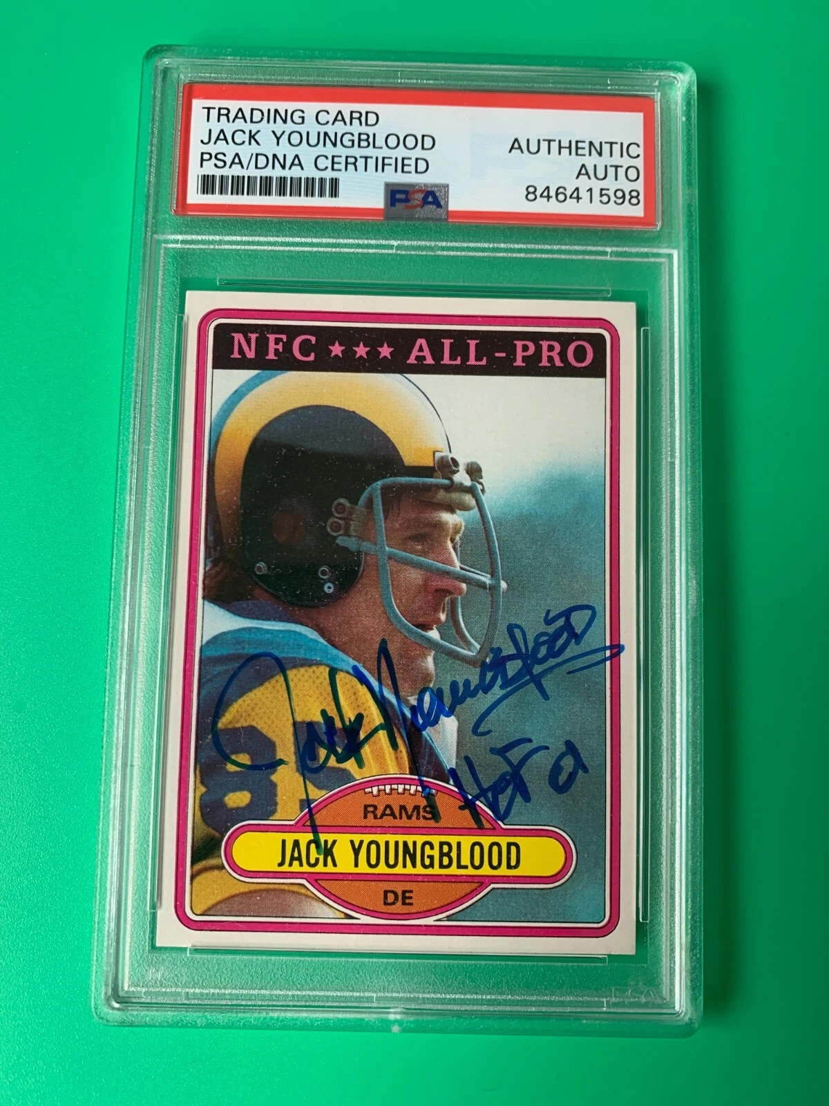 Jack Youngblood Rams HOF 1980 Topps Signed Auto PSA/DNA ENCAPSULATED
