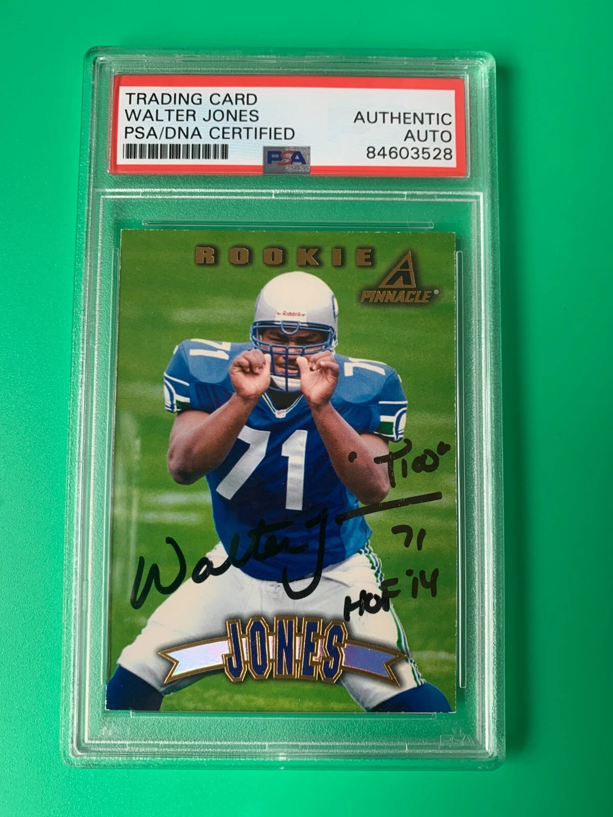 WALTER JONES SEAHAWKS HOF 1997 PINNACLE ROOKIE CARD SIGNED AUTO PSA/DNA COLLECTIBLE MEMORABILIA
