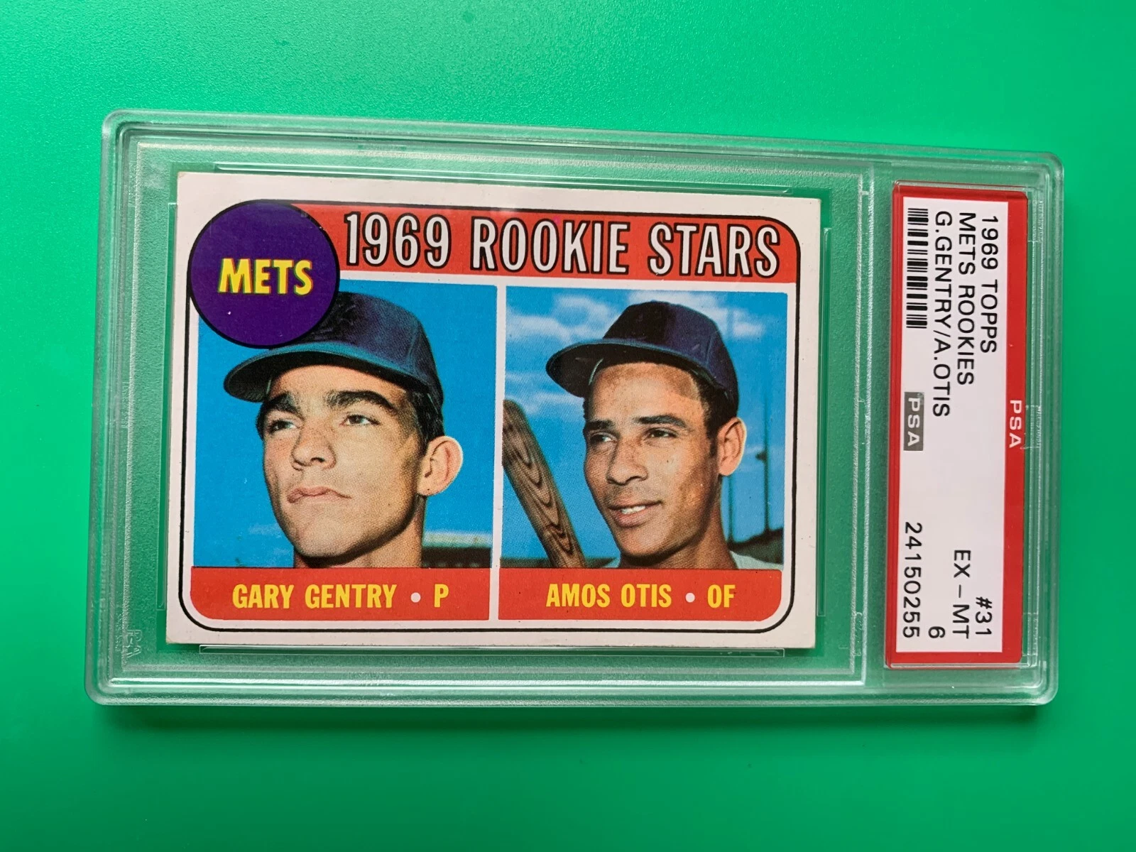 Gary Gentry Mets 1969 Topps Rookie Card Near Mint PSA 6
