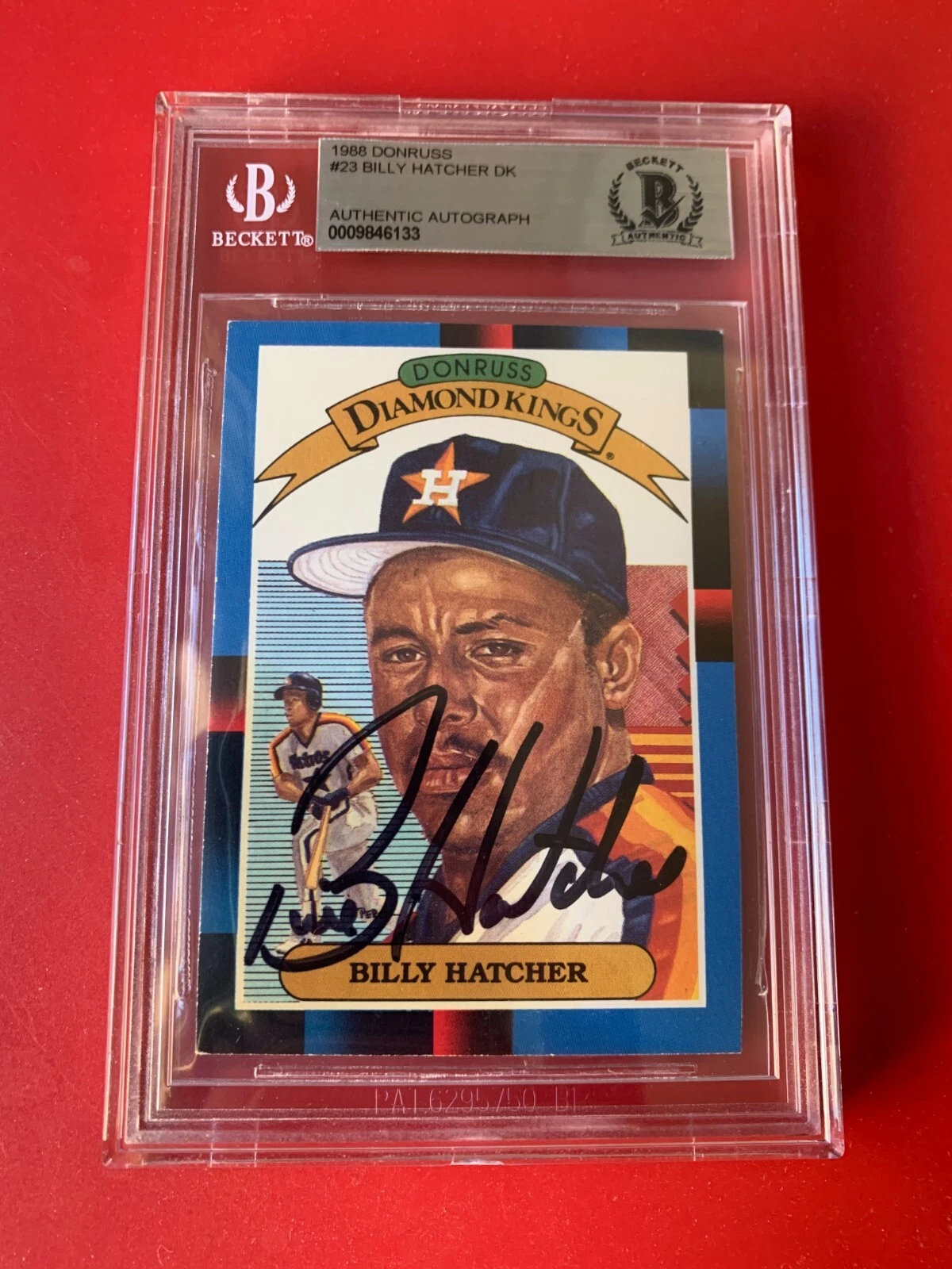 Billy Hatcher Astros 1988 Donruss DK Diamond Kings Card Signed Auto Beckett BAS
