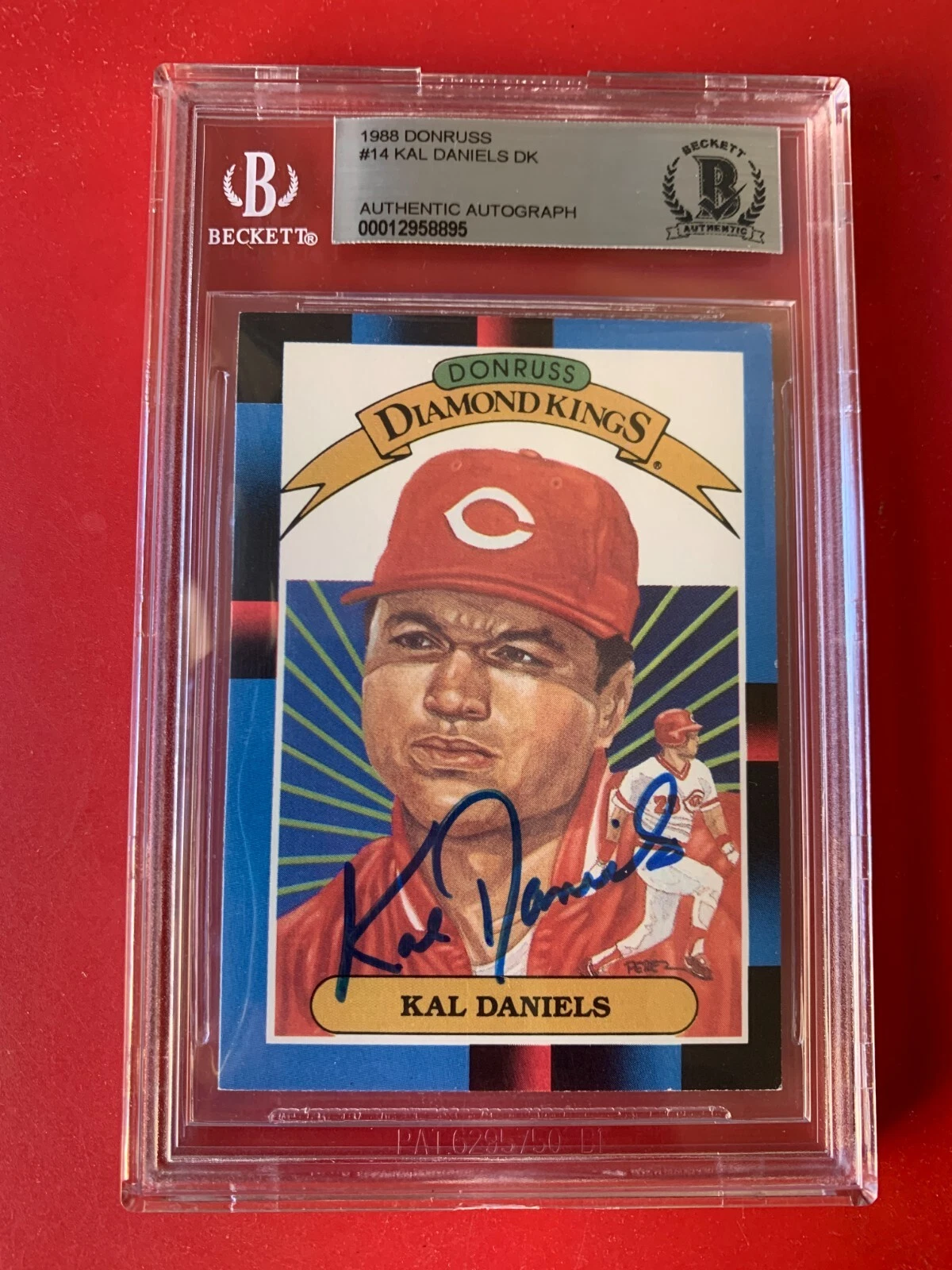 Kal Daniels REDS 1988 Donruss DK Diamond Kings Card Signed Auto Beckett BAS
