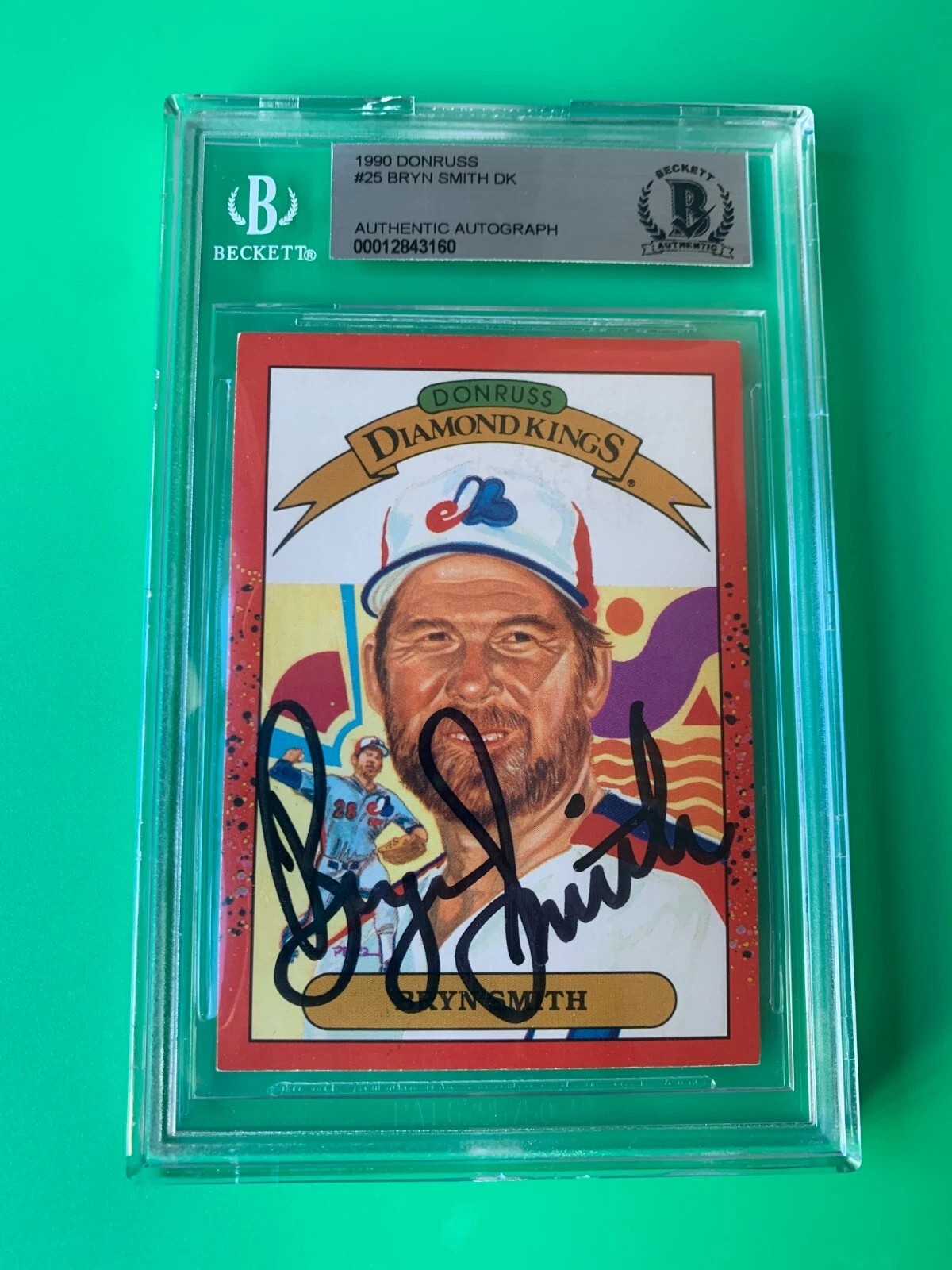 Bryn Smith Expos 1990 Donruss DK Diamond Kings Card Signed Auto Beckett BAS
