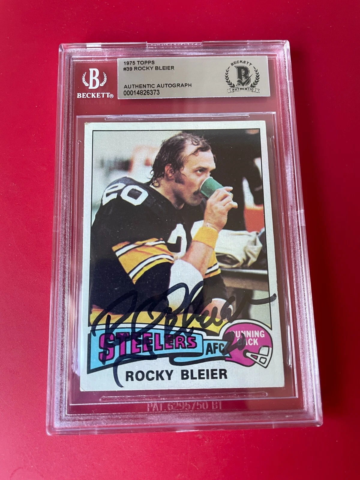 Rocky Bleier Steelers 1975 Topps Rookie Card Signed Auto Beckett BAS Slabbed
