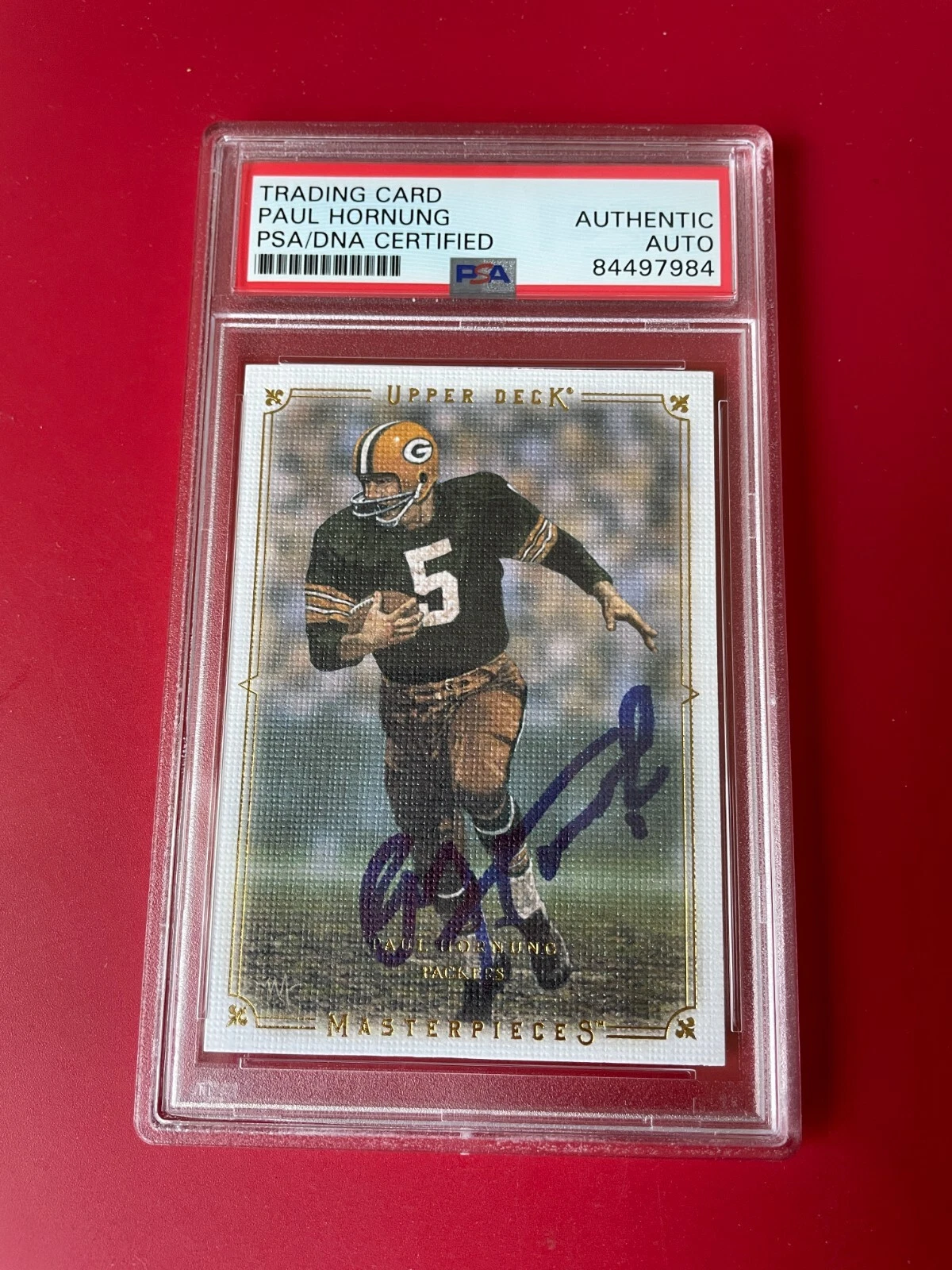 Paul Hornung Packers HOF 2008 UD Masterpieces Card Signed Auto PSA/DNA
