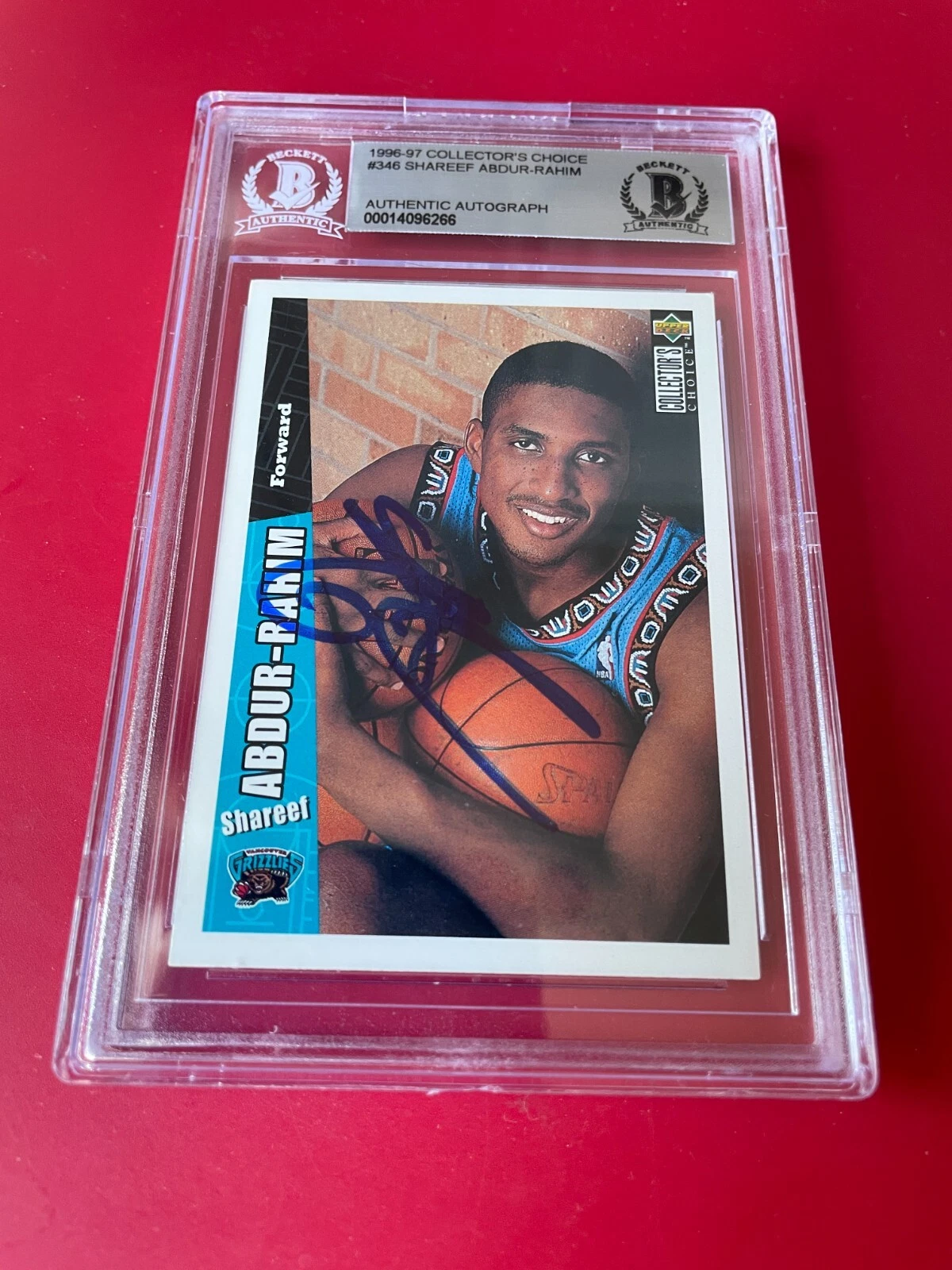 Shareef Abdur-Rahim 1996-97 UD Collector's Choice Card Signed Auto Beckett BAS
