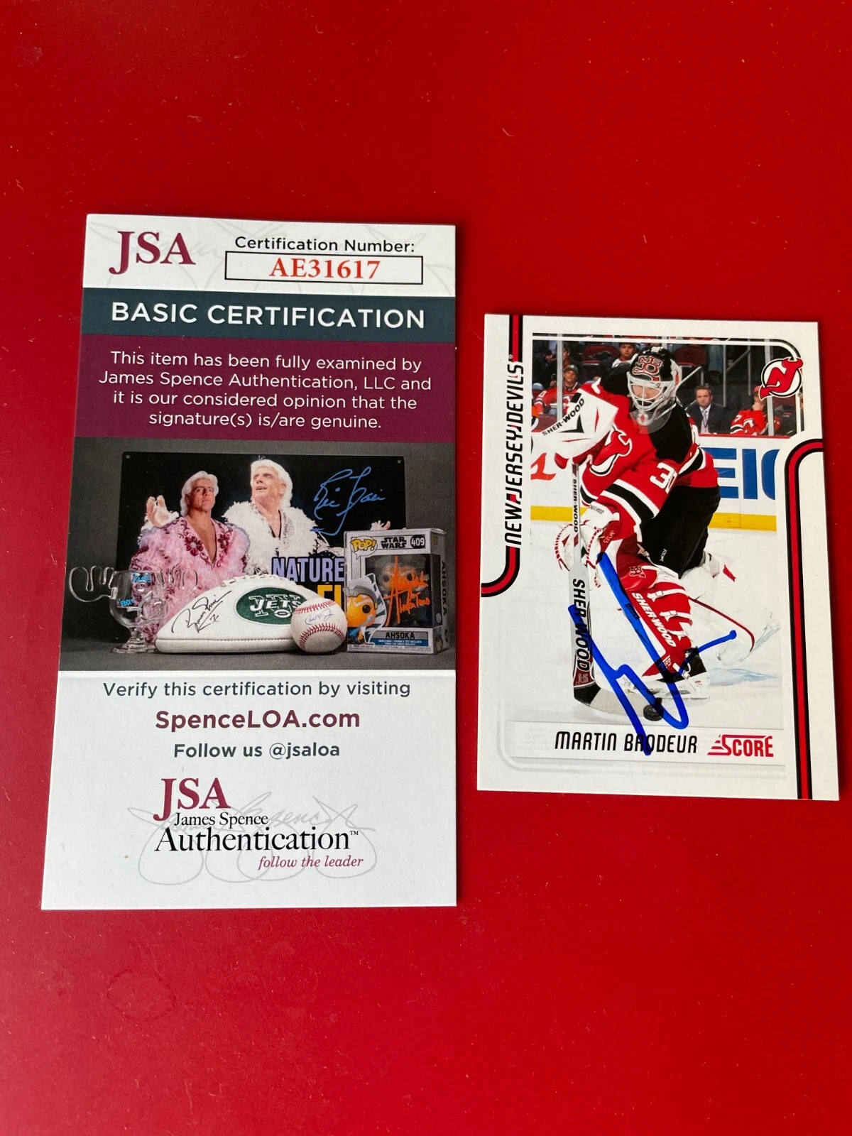 Martin Brodeur Devils 2011-12 Score Hockey Card Signed Auto JSA COA
