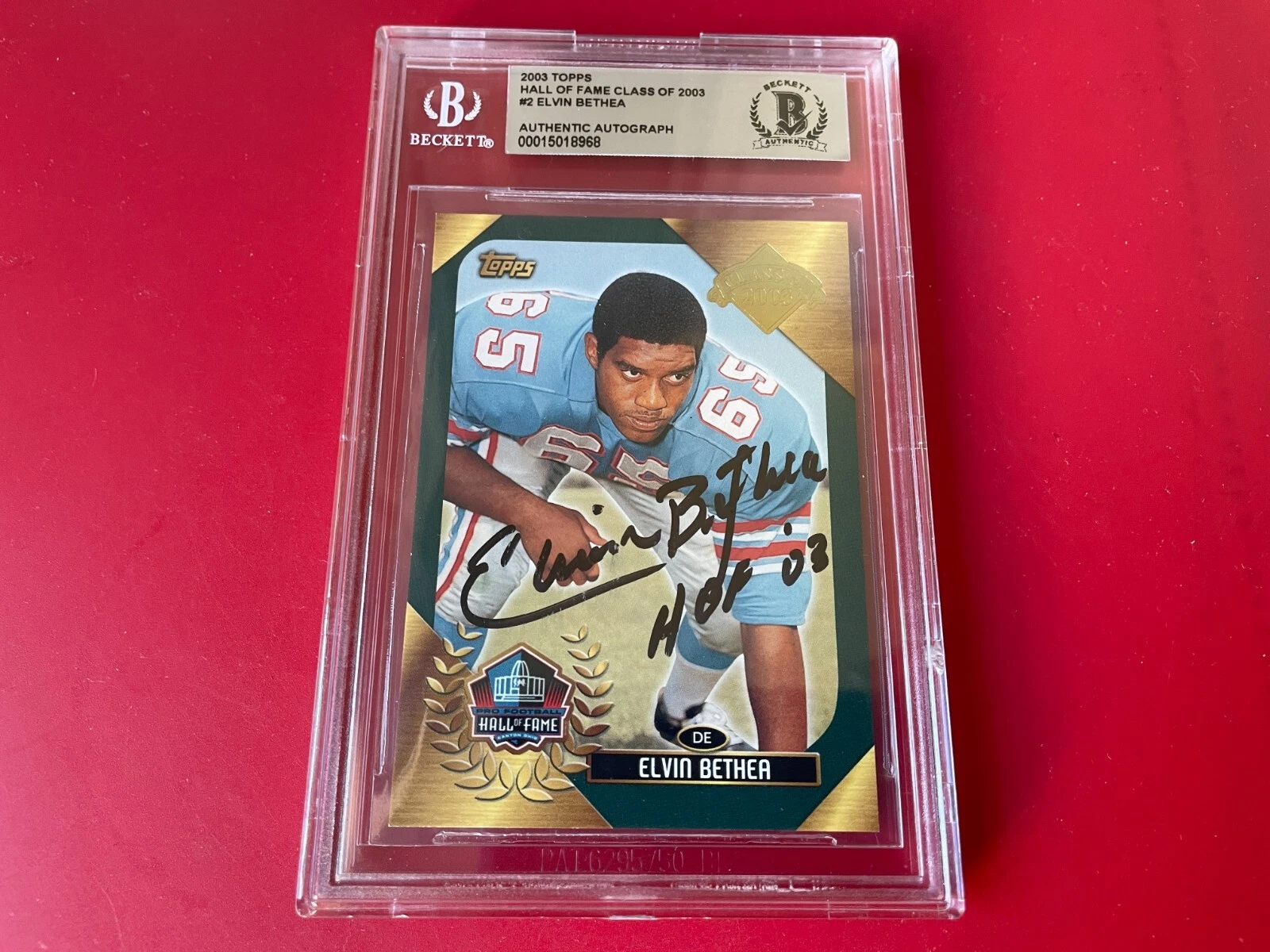 Elvin Bethea 2003 Topps Hall of Fame Class Card Signed Auto Beckett BAS

