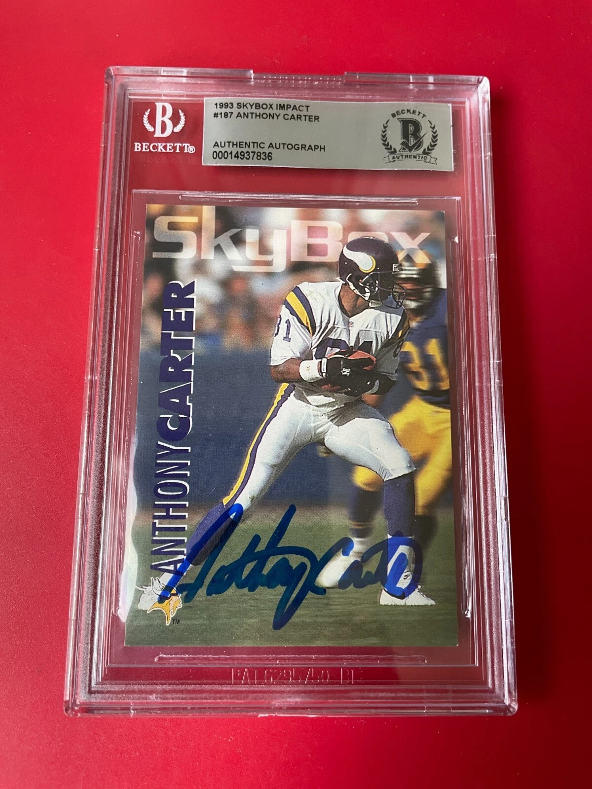 Anthony Carter Vikings NFL 1993 Skybox Impact Card Signed Auto Beckett BAS
