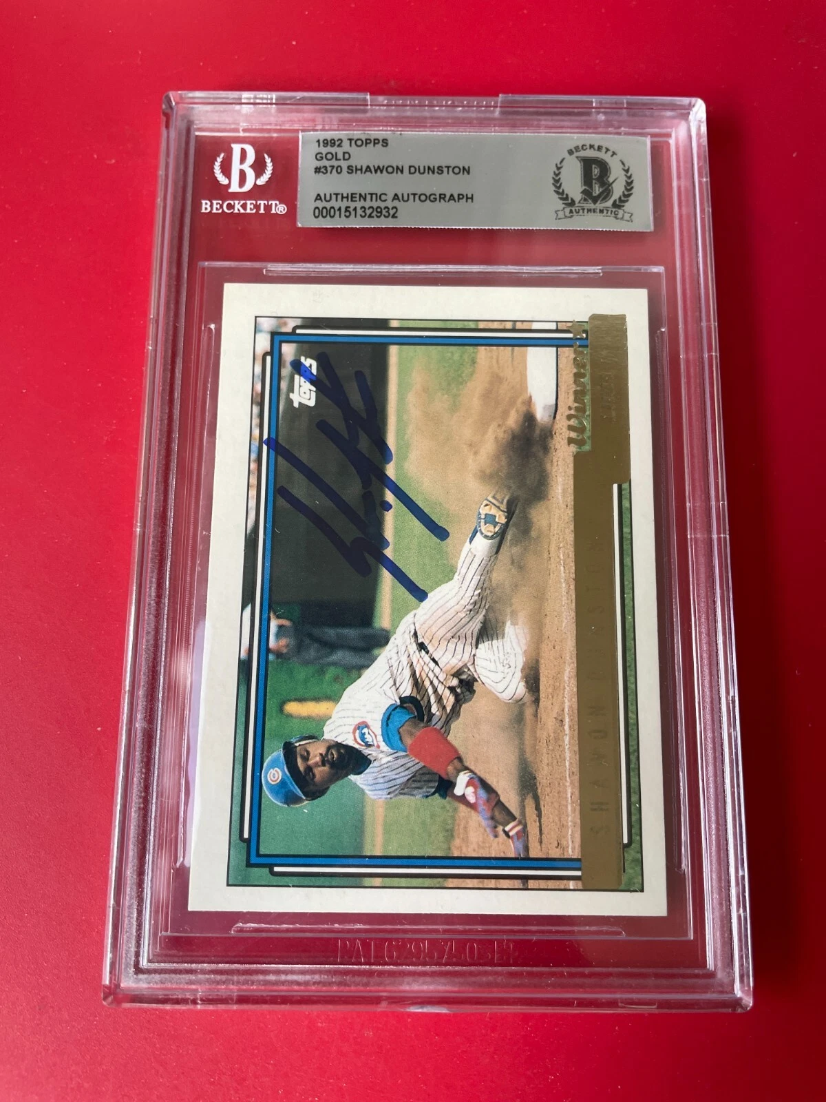 Shawon Dunston MLB 1992 Topps GOLD Card Signed Auto Beckett BAS
