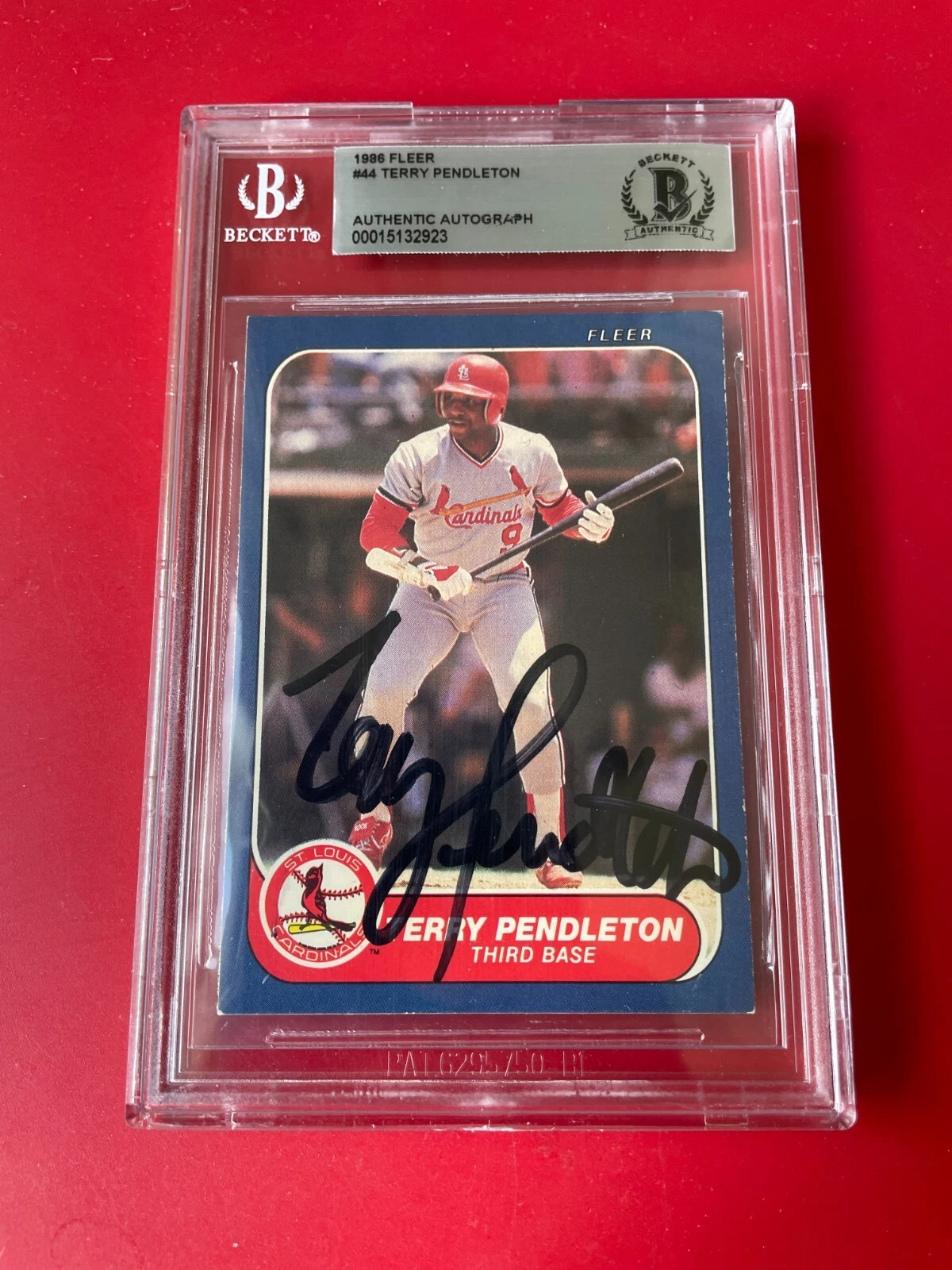 Terry Pendleton Cardinals MLB 1986 Fleer Card Signed Auto Beckett BAS COA
