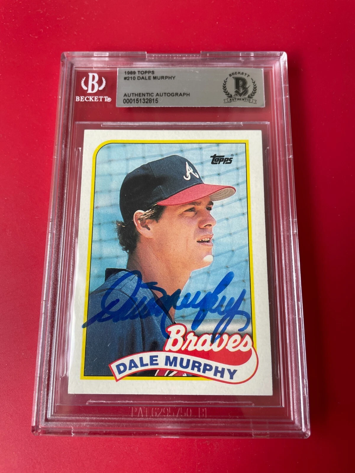 Dale Murphy Braves MLB 1989 Topps Card Signed Auto Beckett BAS COA
