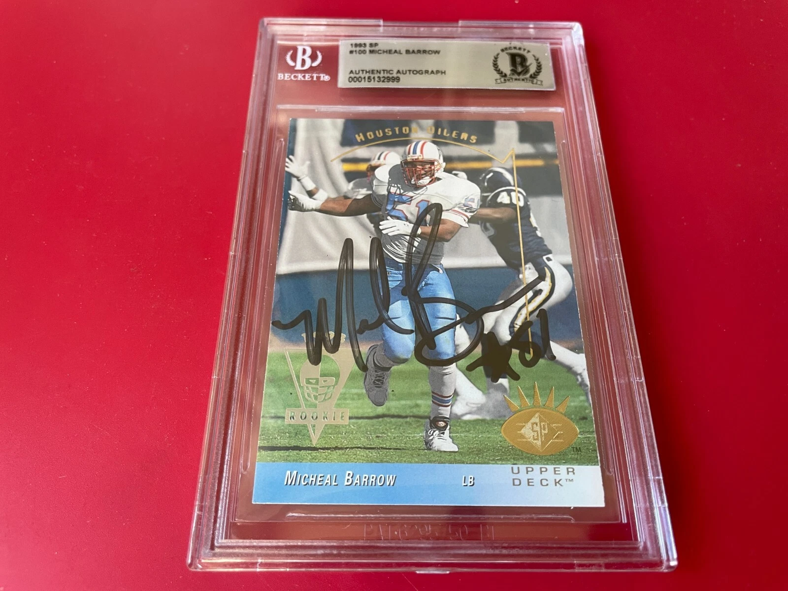 Mike Barrow 1993 UD SP Rookie Card Signed Auto Beckett BAS Slabbed
