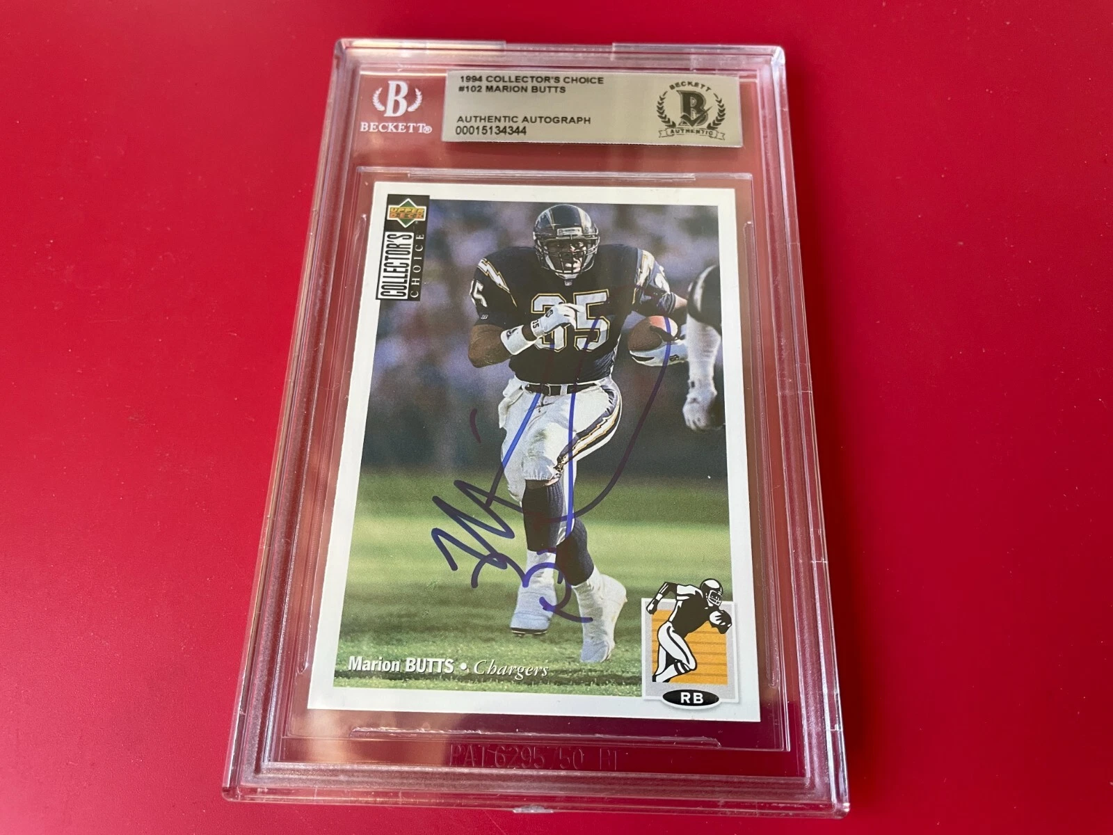 Marion Butts Chargers 1994 UD Collector's Card Signed Auto Beckett BAS Slabbed
