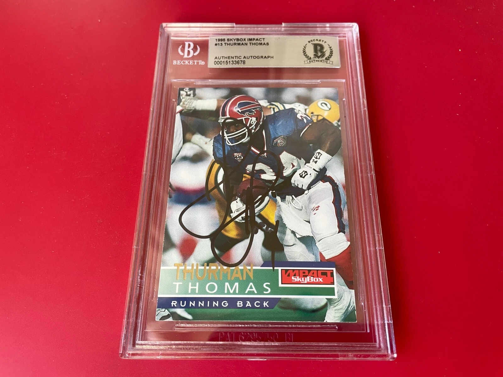 Thurman Thomas Bills 1995 Skybox Impact Card Signed Auto Beckett BAS Slabbed
