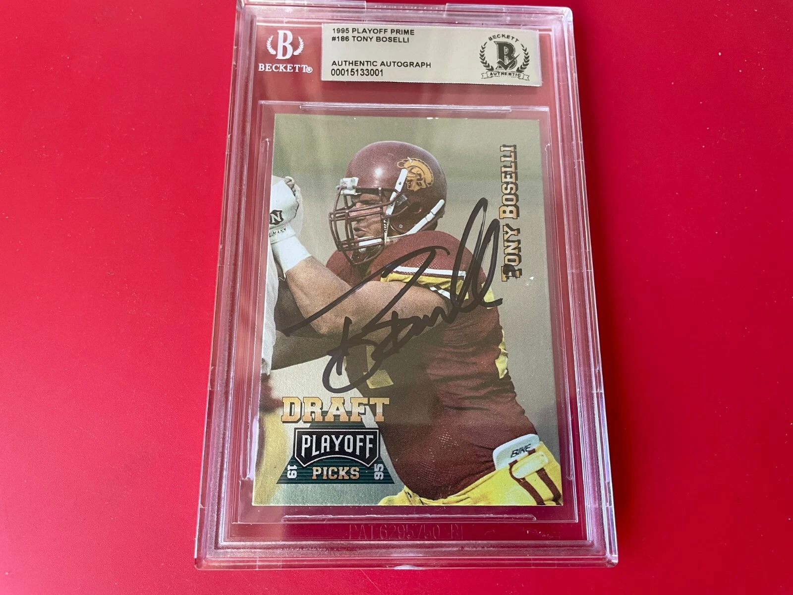 Tony Boselli HOF 1995 Playoff Prime Rookie Card Signed Auto Beckett BAS Slabbed

