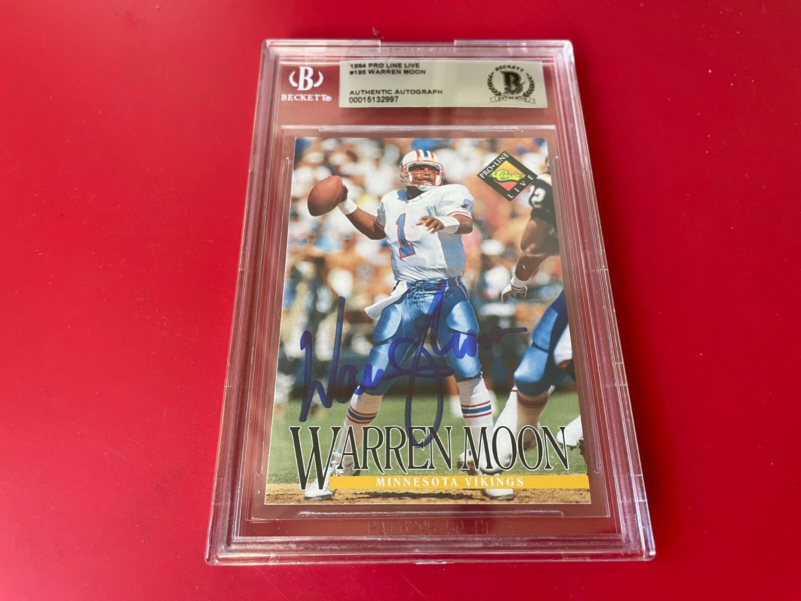 Warren Moon HOF 1994 Pro Line Live Card Signed Auto Beckett BAS Slabbed

