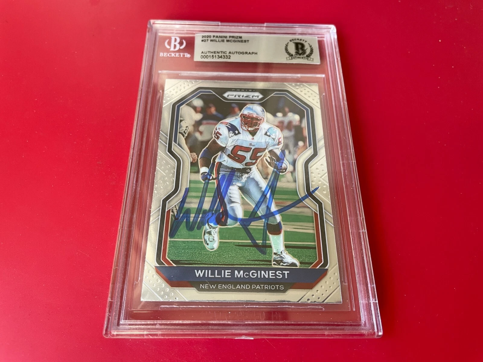 WILLIE MCGINEST PATRIOTS 2020 PANINI PRIZM CARD SIGNED AUTO BECKETT BAS SLABBED COLLECTIBLE MEMORABILIA