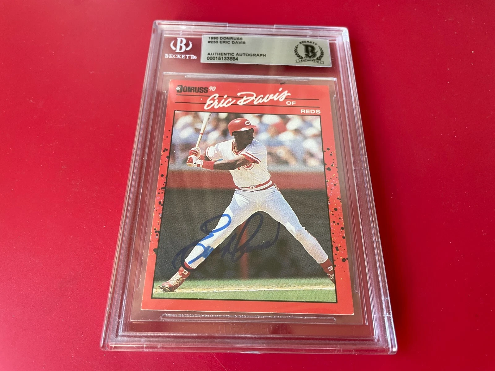 Eric Davis Reds 1990 Donruss Card Signed Auto Beckett BAS Slabbed
