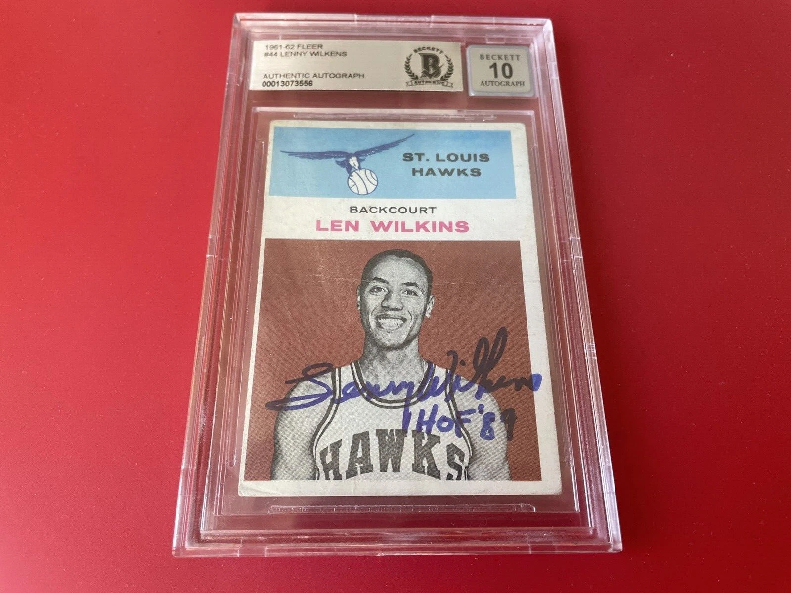 Lenny Wilkens HOF 1961-62 Fleer Rookie Card Signed Auto Beckett BAS

