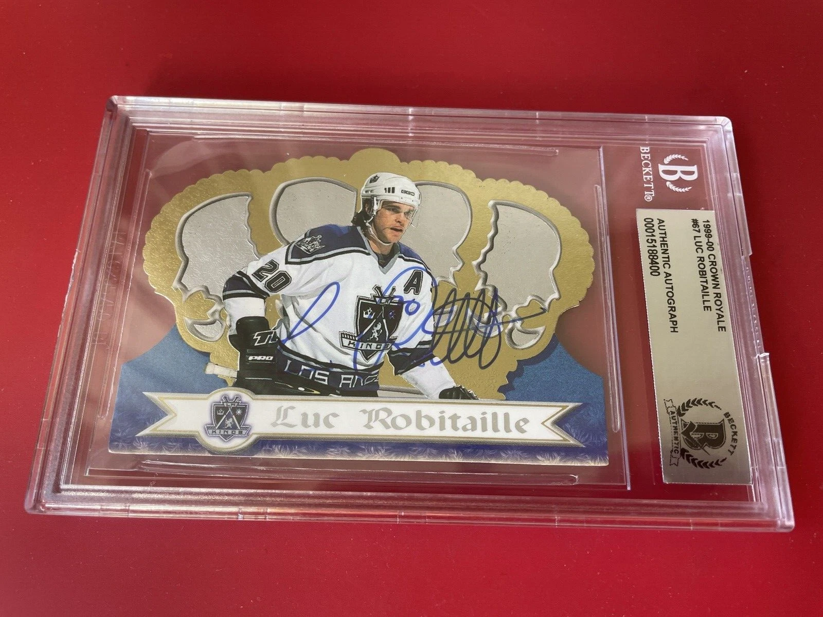 Luc Robitaille Kings HOF 1999-00 Crown Royals Signed Auto Beckett SLABBED BAS
