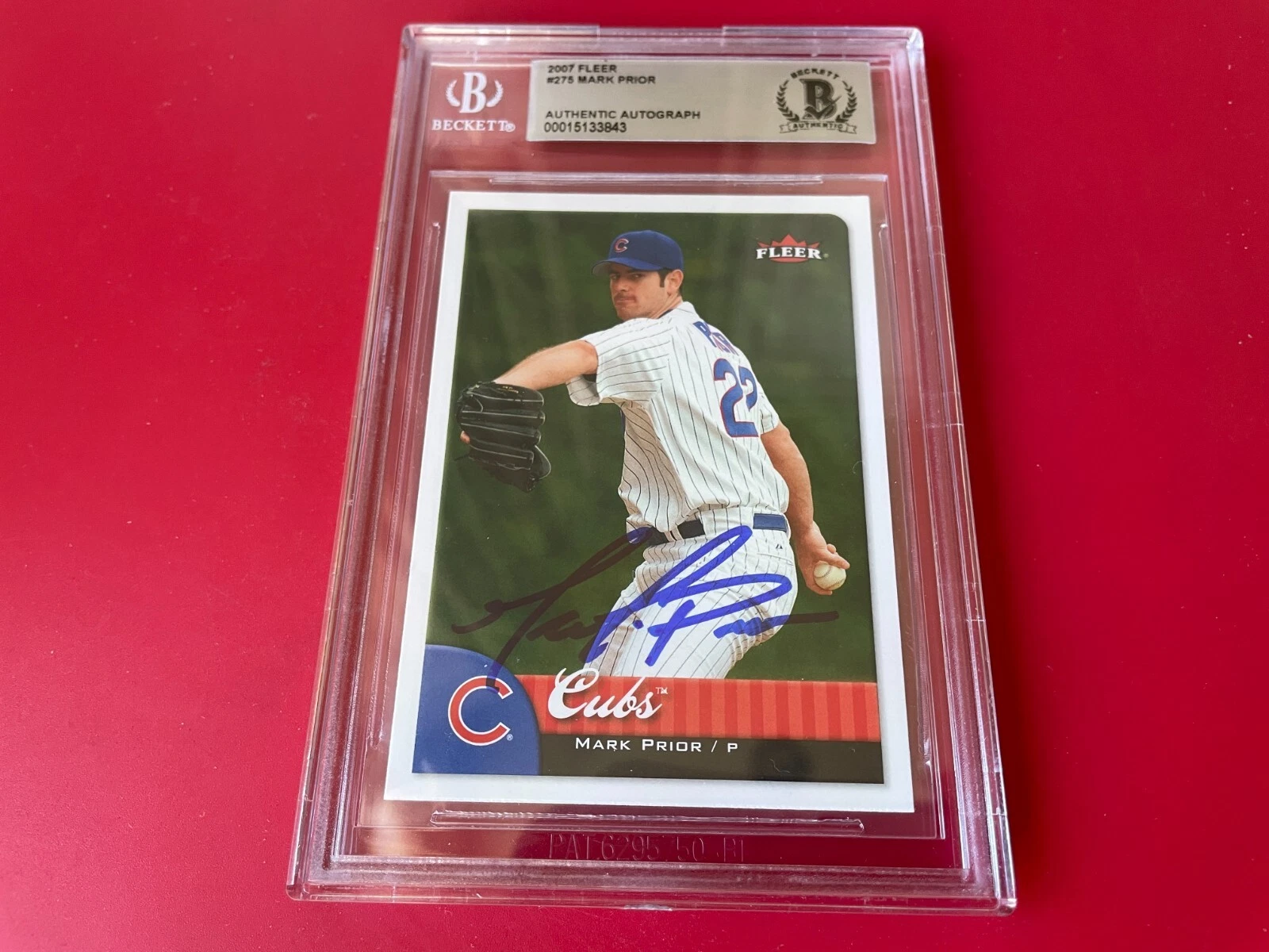 Mark Prior Cubs MLB 2007 Fleer Card Signed Auto Beckett BAS COA
