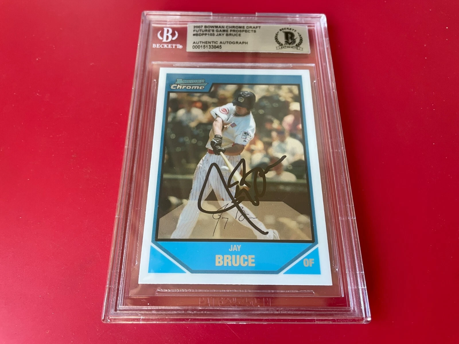 Jay Bruce 2007 Bowman Chrome Draft RC Card Signed Auto Beckett BAS COA
