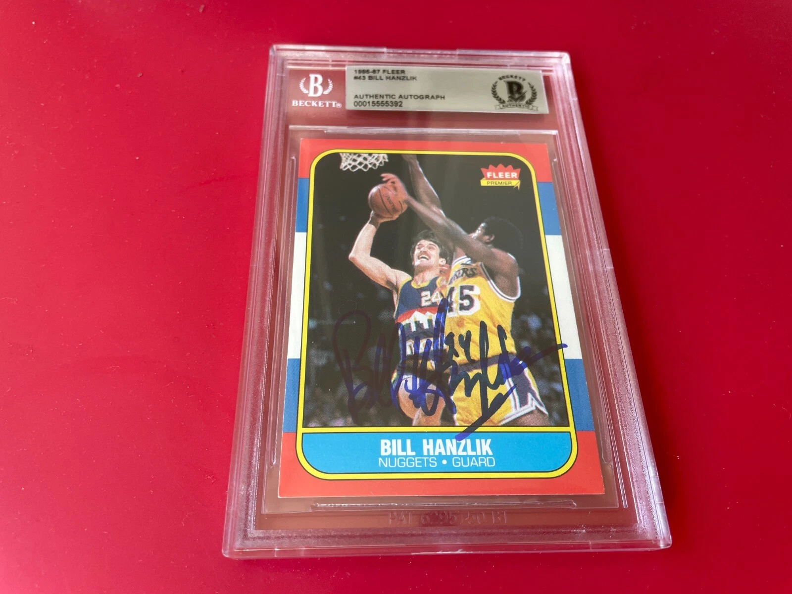 BIll Hanzlik Nuggets 1986 NBA Fleer Card Signed Auto Beckett BAS Slabbed
