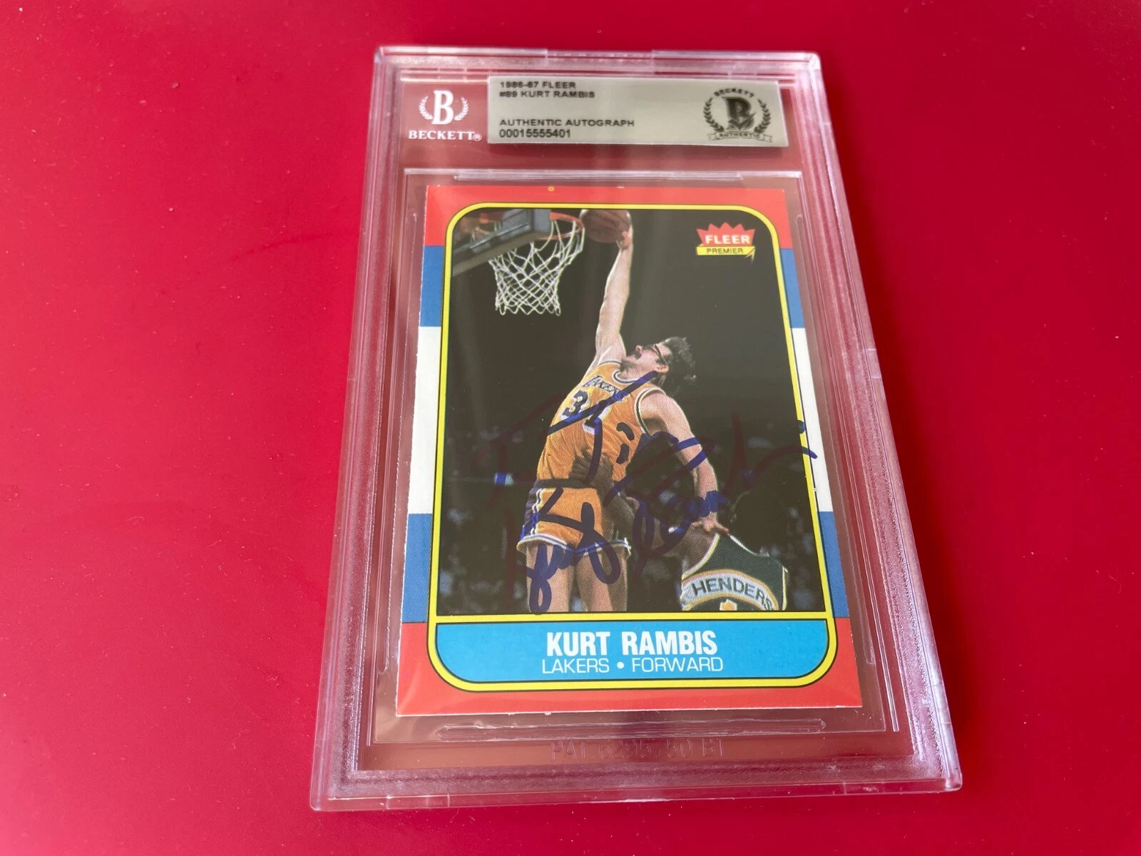 Kurt Rambis Lakers 1986 NBA Fleer Card Signed Auto Beckett BAS Slabbed

