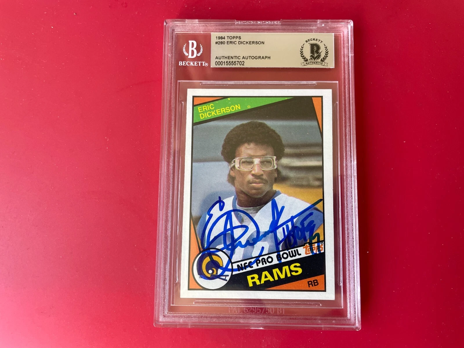 Eric Dickerson Rams 1984 Topps NFC Pro Bowl Card Signed Auto Beckett BAS Slabbed
