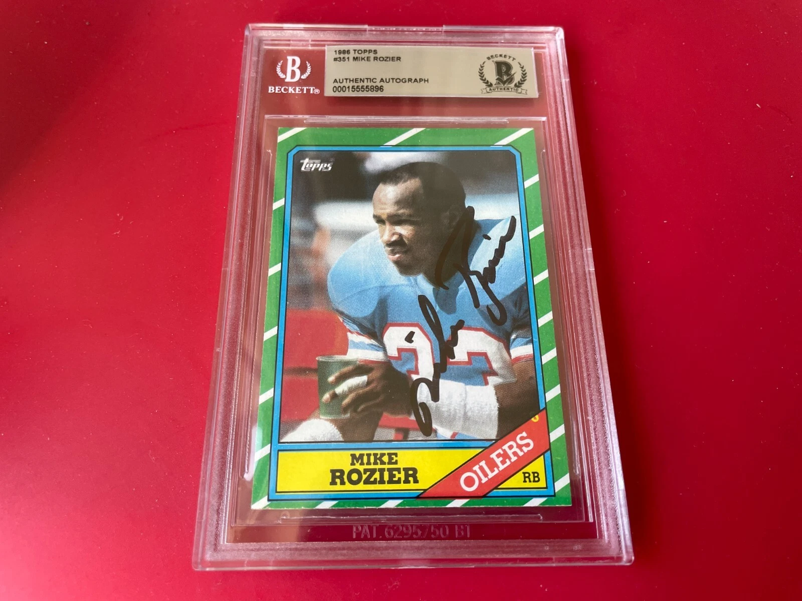 Mike Rozier Oilers 1986 Topps Rookie Card Signed Auto Beckett BAS Slabbed
