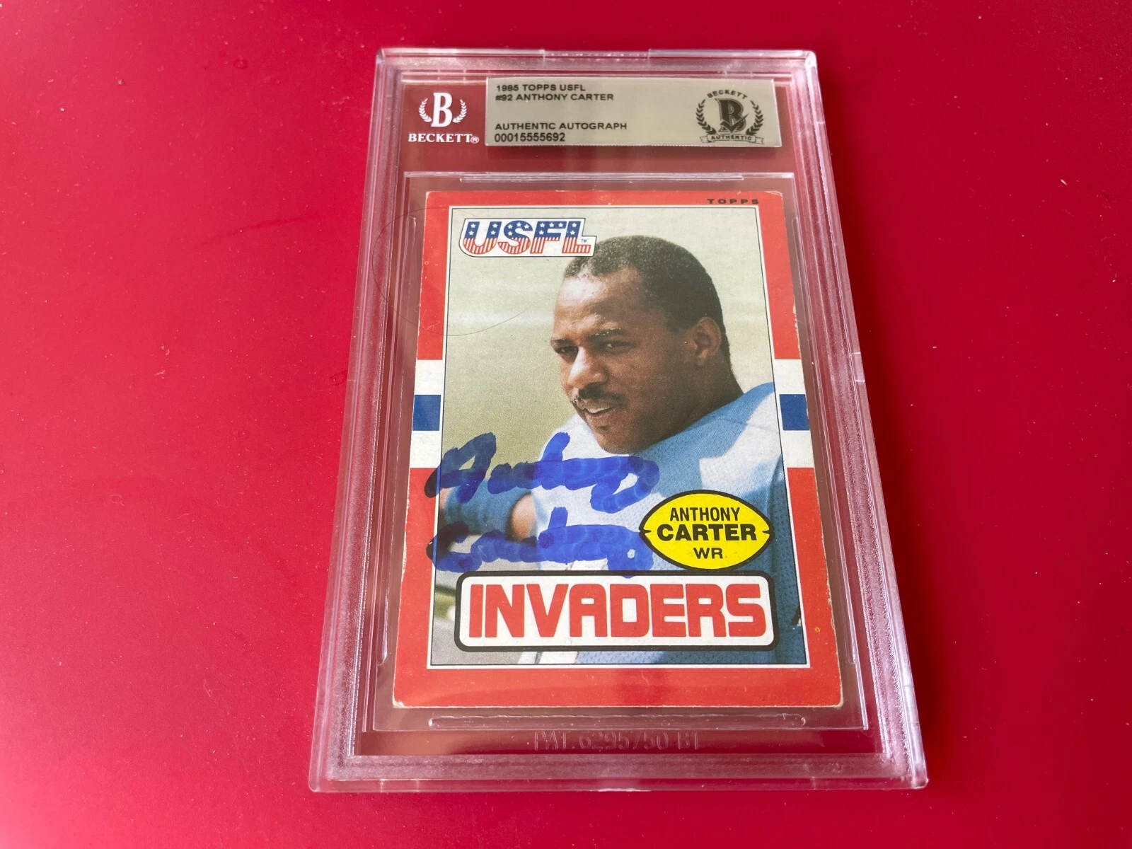 Anthony Carter 1985 Topps USFL Rookie Card Signed Auto Beckett BAS Slabbed

