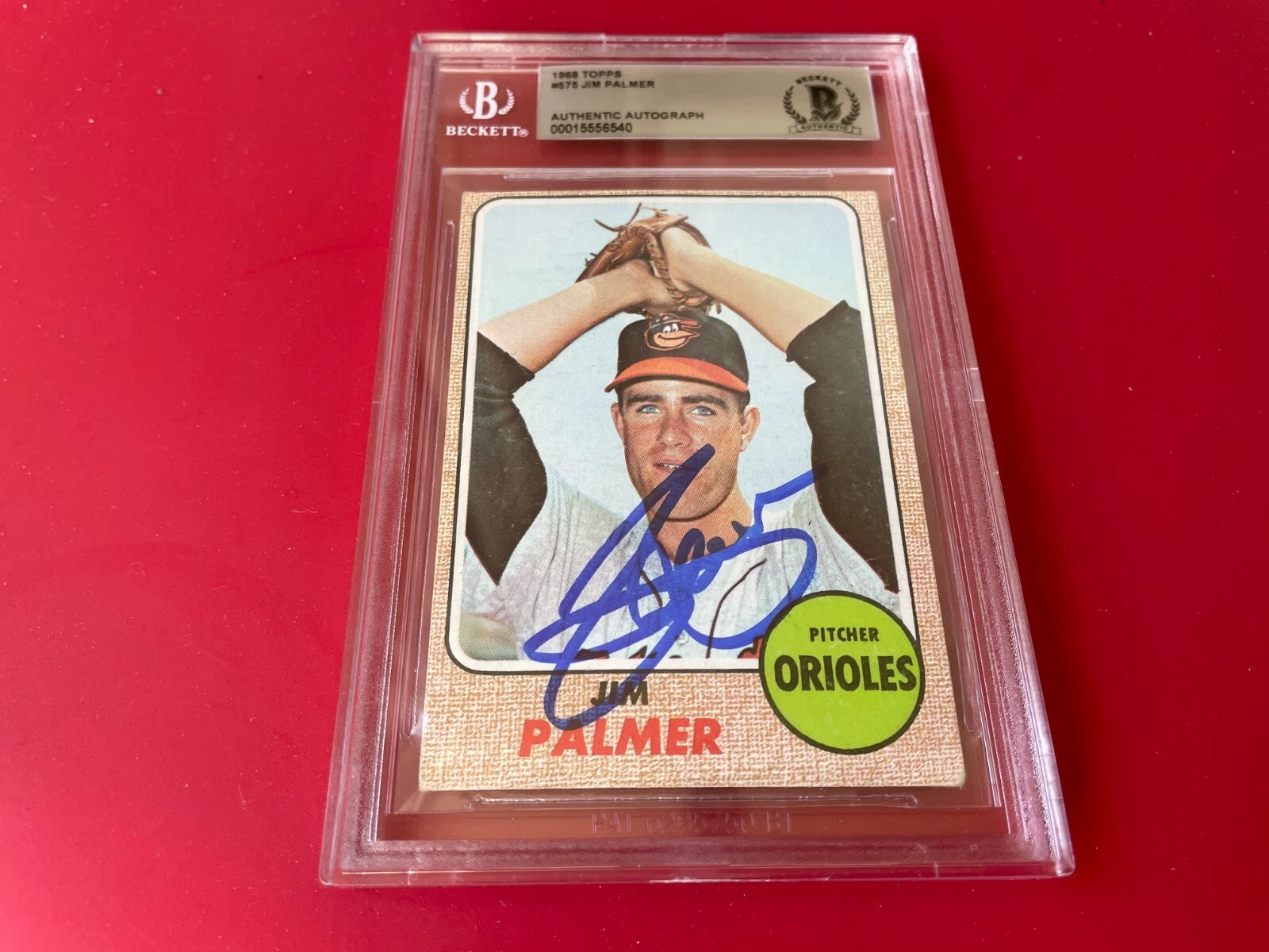 Jim Palmer Orioles HOF 1968 Topps Card Signed Auto Beckett BAS Slabbed
