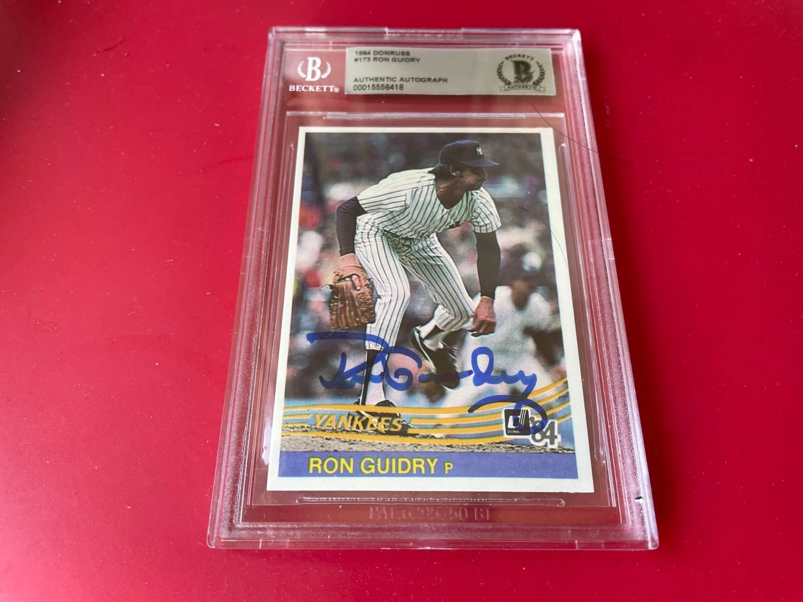 Ron Guidry Yankees 1984 Donruss Card Signed Auto Beckett BAS Slabbed
