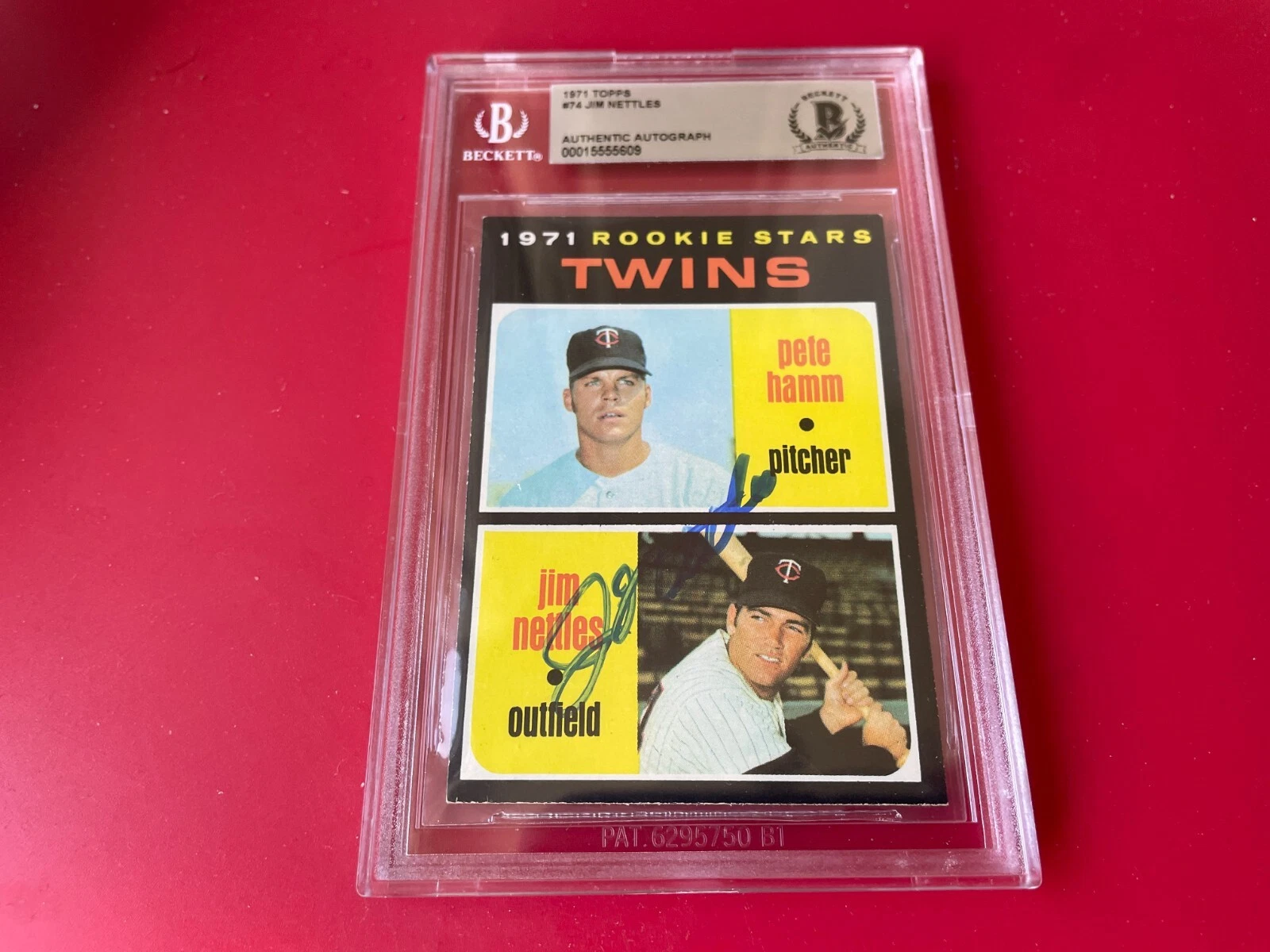 Jim Nettles Twins 1971 Topps Rookie Stars Card Signed Auto Beckett BAS Slabbed
