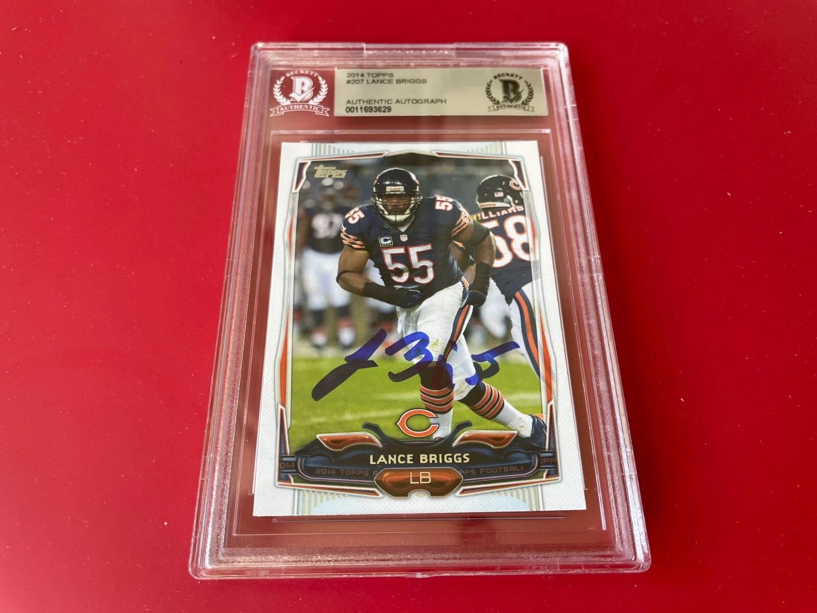 Lance Briggs Bears 2014 Topps Card Signed Auto Beckett BAS Slabbed
